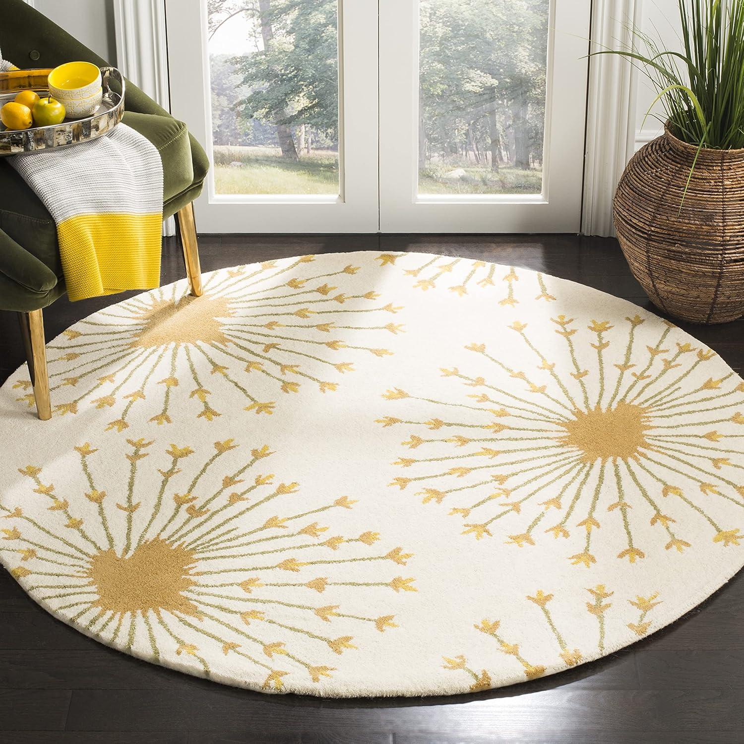Bella BEL123 Hand Tufted Area Rug - Beige/Gold - 5' Round - Safavieh.