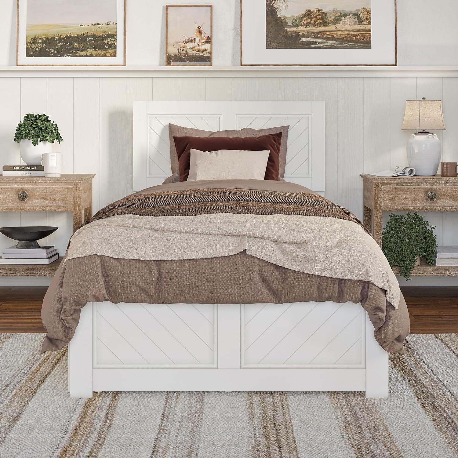 AFI Canyon Walnut Solid Wood Platform Bed with Matching Footboard & Twin-XL Trundle, King