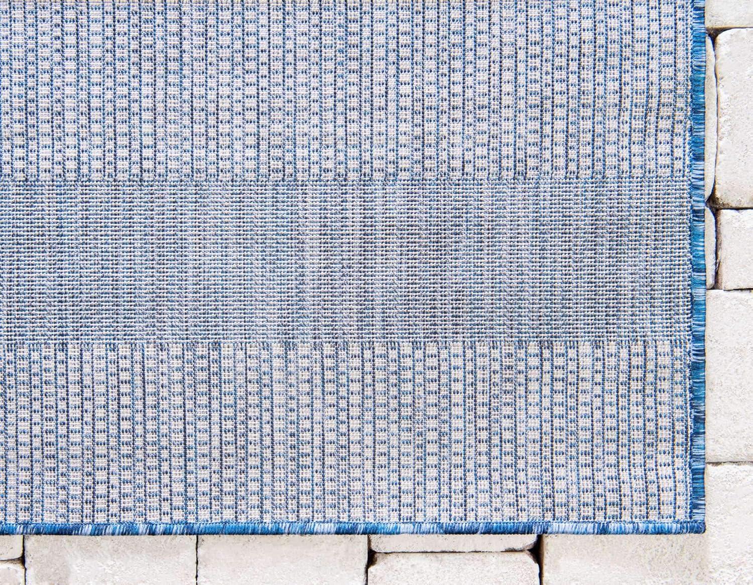 Unique Loom 6' 1 x 9' 0 Rectangle Indoor/Outdoor Striped Blue Area Rug
