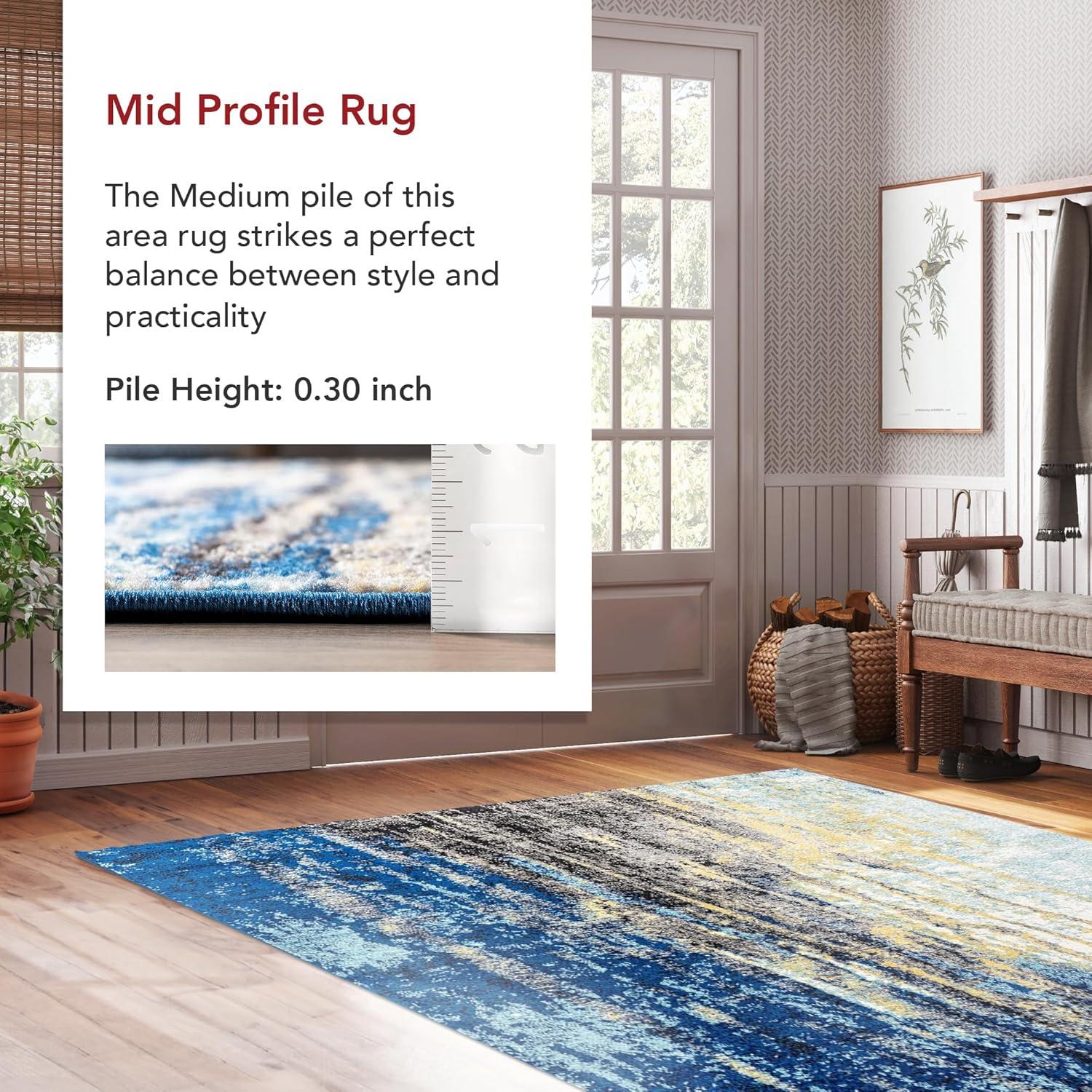 Katharina Blue Abstract 5' x 7' Stain-Resistant Area Rug