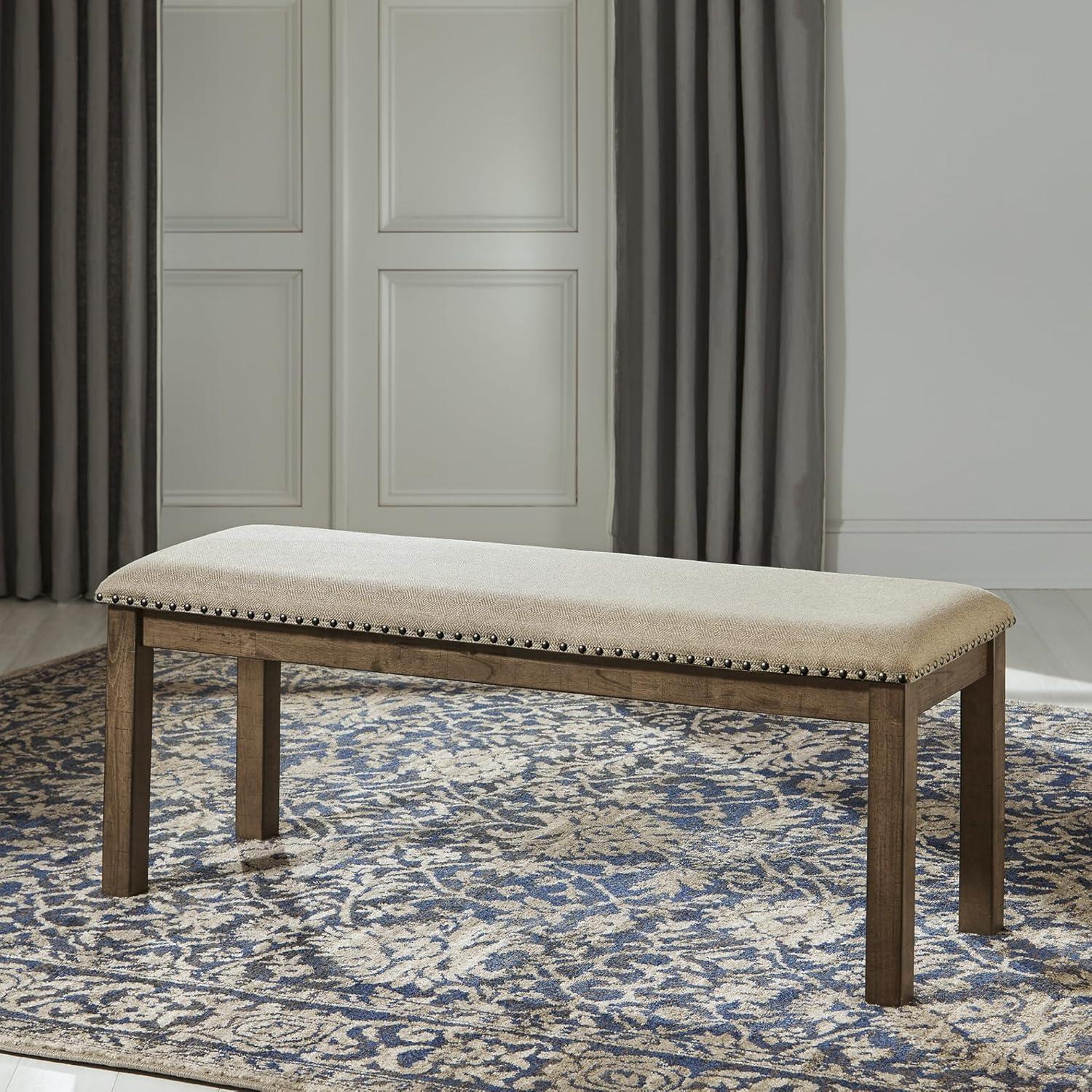 Myshanna Double Upholstered Two-Tone Dining Bench Gray: Nailhead Trim, Rectangle - Signature Design by Ashley