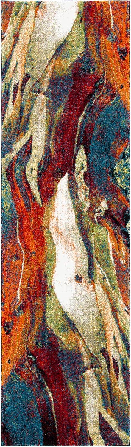 Glacier GLA126 Power Loomed Indoor Runner - Red/Green - 2'3"x18' - Safavieh