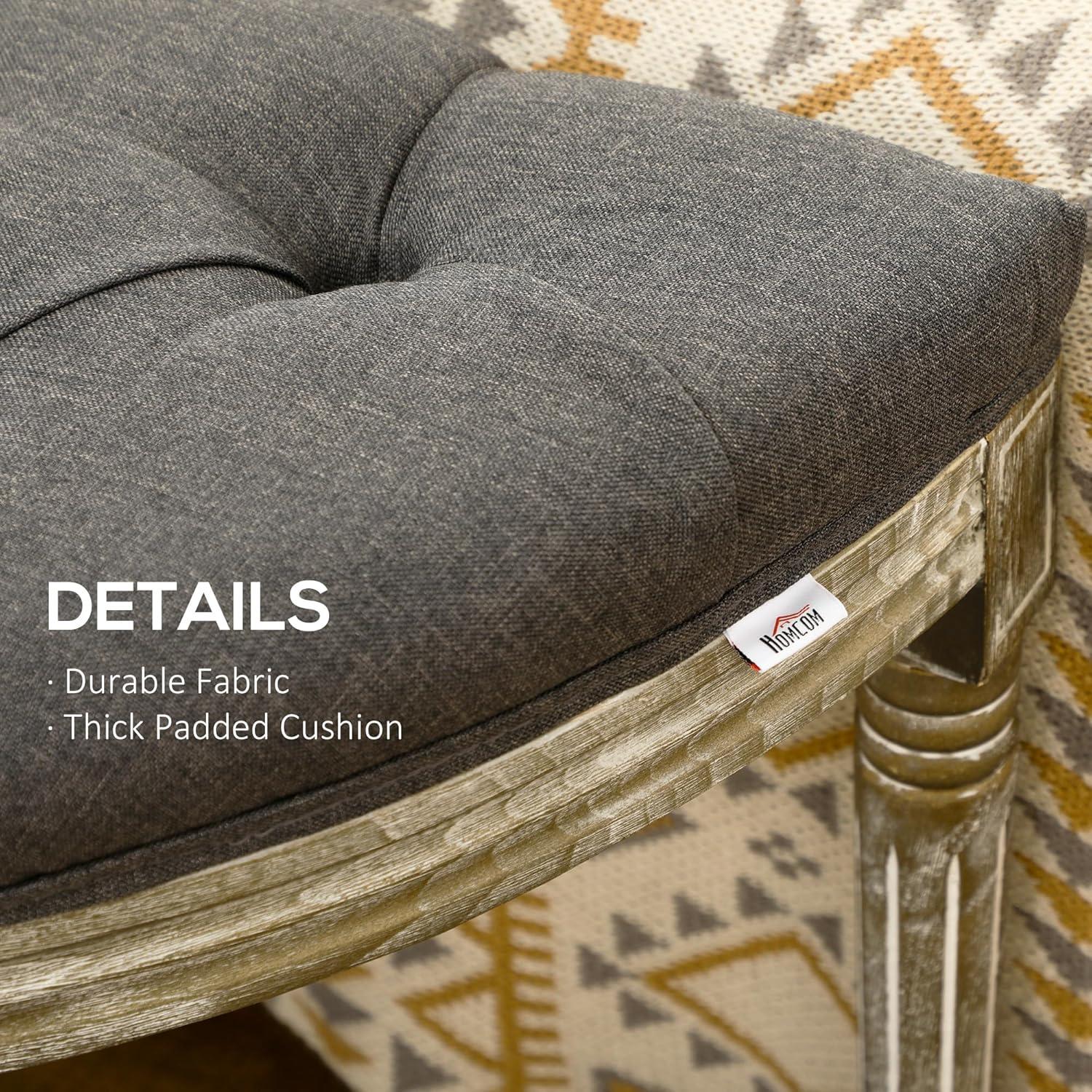 HomCom Upholstered & Tufted Bench, Grey