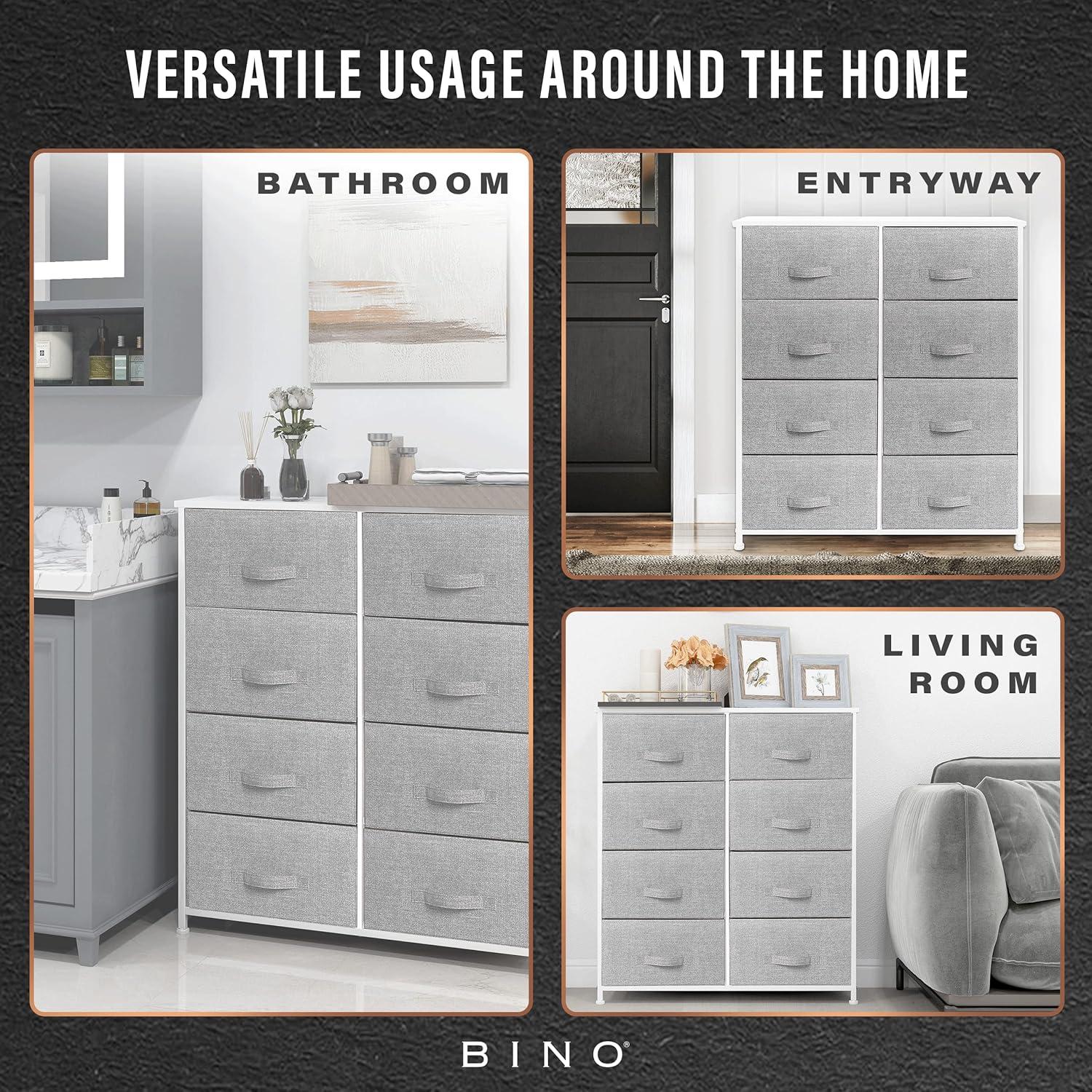 Bigroof Dresser Storage Organizer, Fabric Drawers Closet of Drawers Storage Unit for Bedroom Steel Frame Wood Top(Light Gray-7 Drawers)