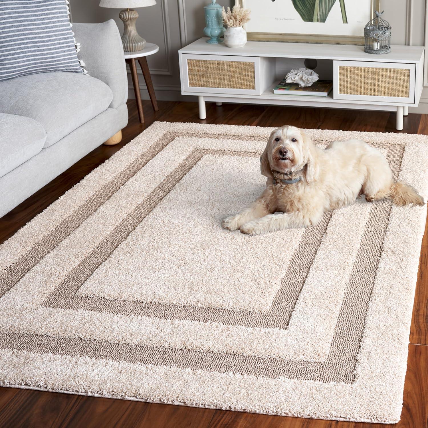 Florida Shag SG454 Power Loomed Indoor Area Rug - Beige/Beige - 6'x9' - Safavieh.