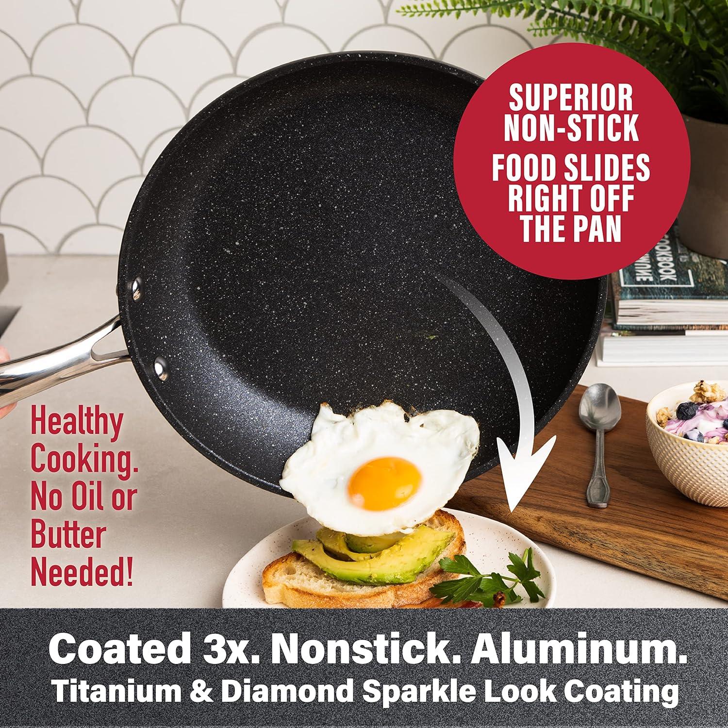 Granite-Coated Black Aluminum 10-Piece Nonstick Cookware Set