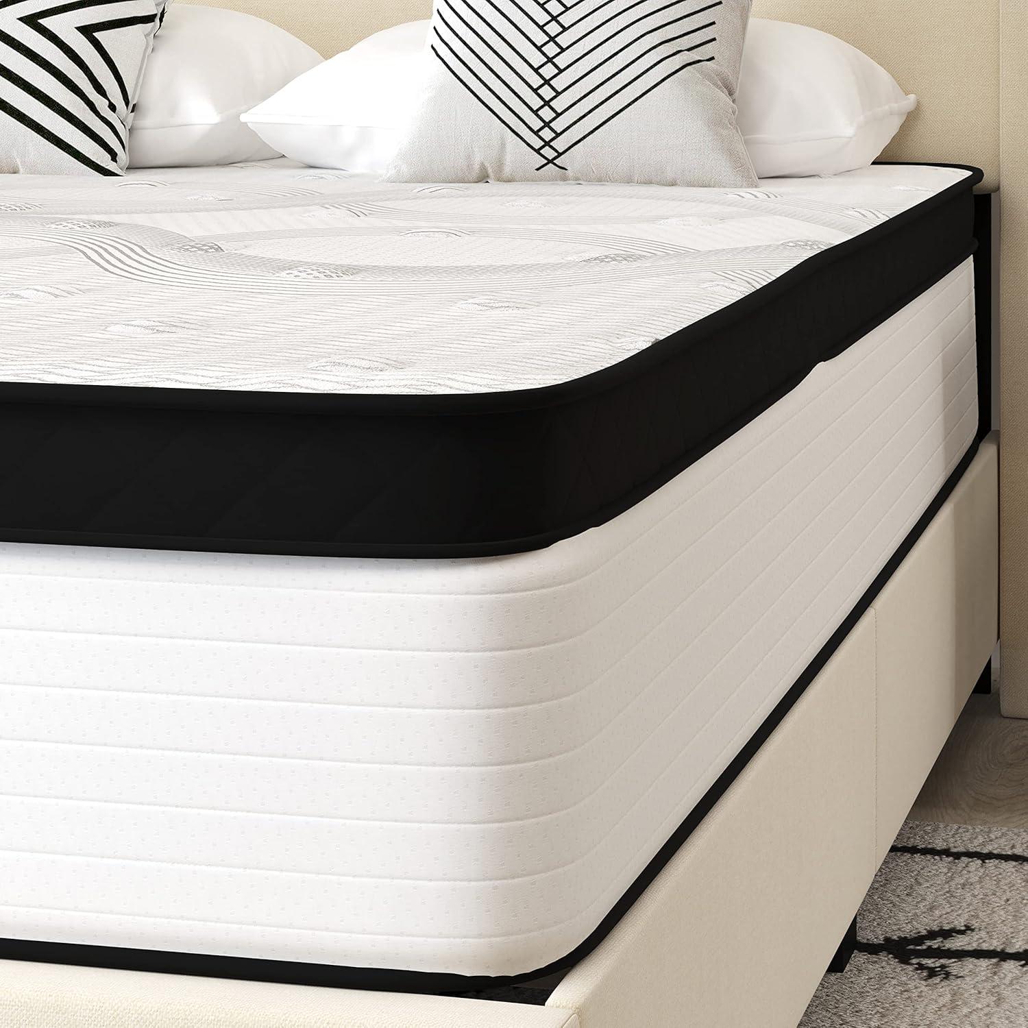 Merrick Lane 12 Inch Extra Firm Hybrid Pocket Spring & CertiPUR-US Certified Foam Mattress in a Box