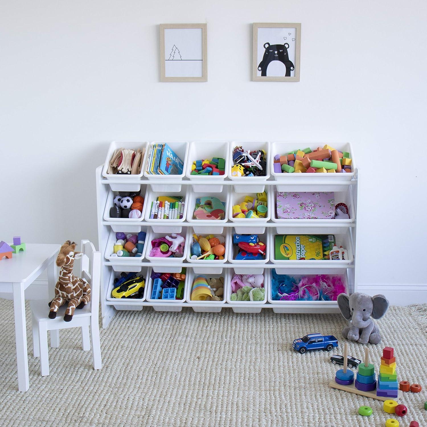 Cambridge Extra Large Kids' Toy Storage Organizer with 20 Storage Bins White - Humble Crew: MDF Bin Shelves, 4 Shelves