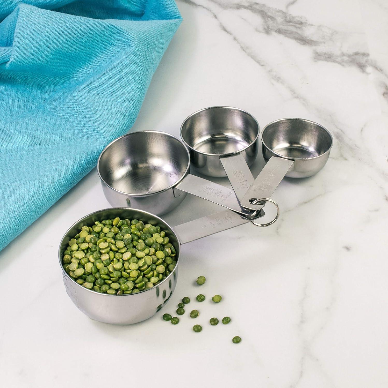 4 Piece Stainless Measuring Cup Set With Storage Ring Silver