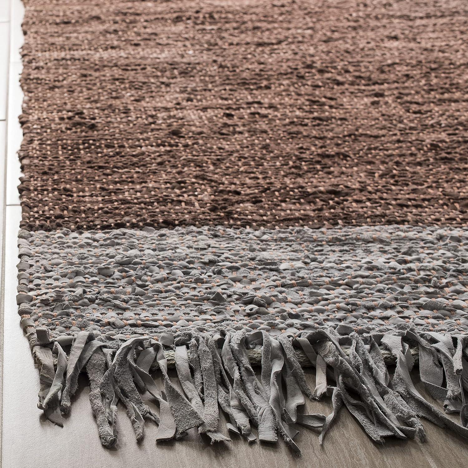 Vintage Leather VTL310 Hand Woven Indoor Accent Rug - Light Grey/Brown - 2'x3' - Safavieh