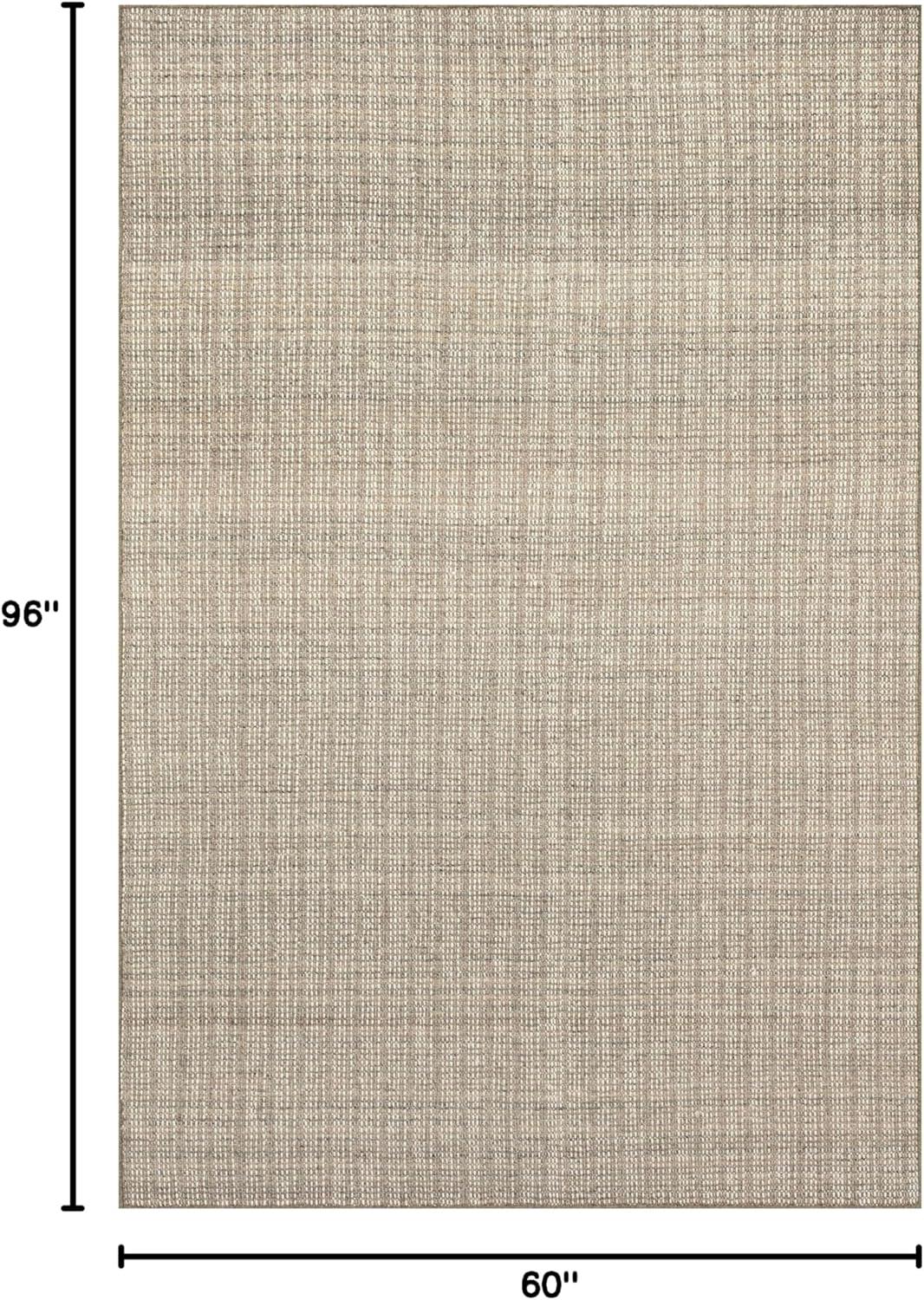 Handmade Brown Striped Wool Rectangular Area Rug 5' x 8'