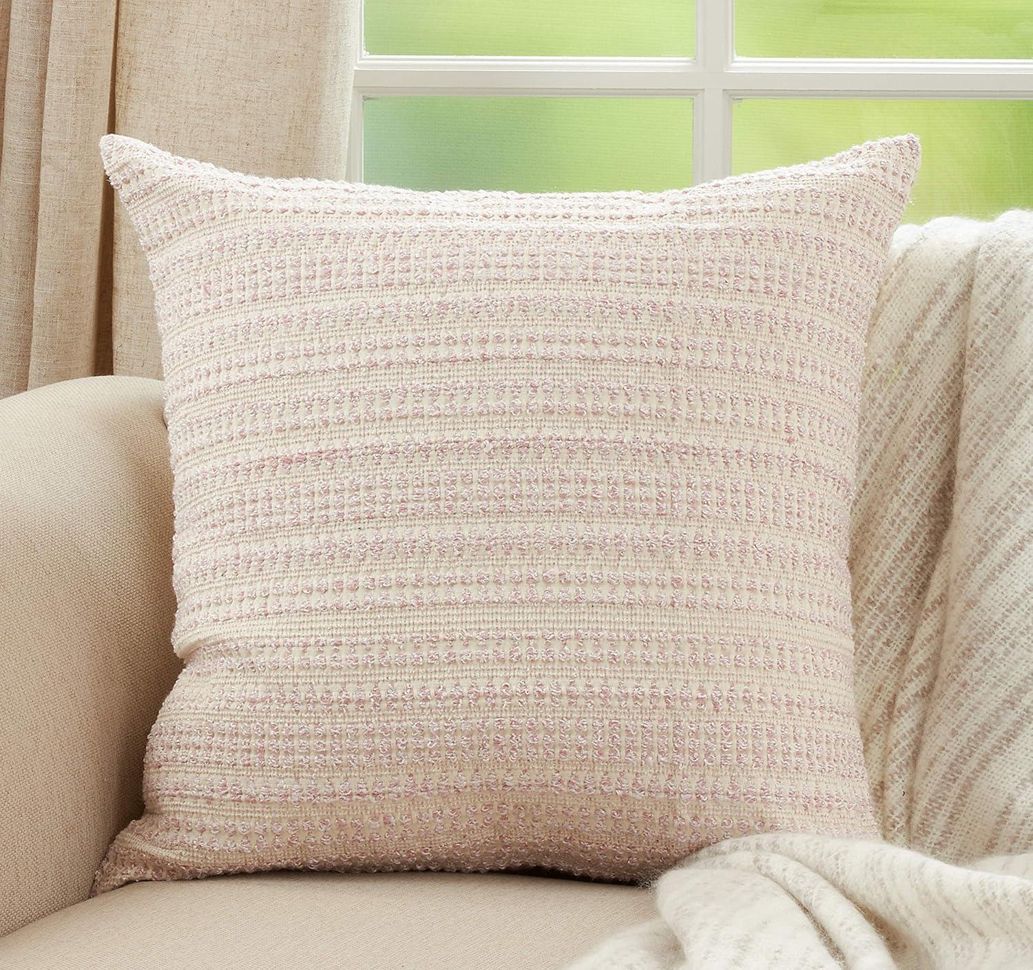 Saro Lifestyle Woven Line Throw Pillow With Poly Filling