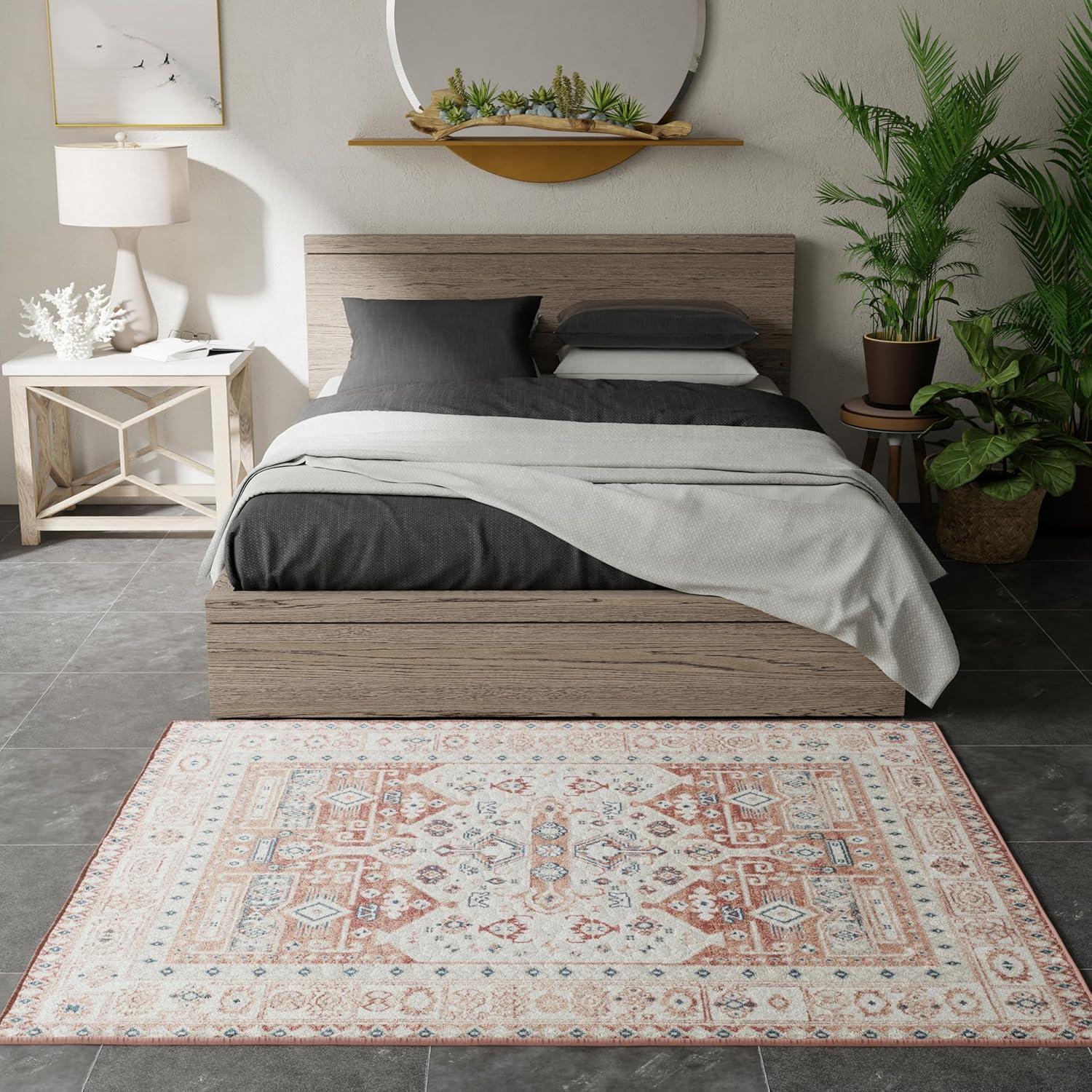 Rugs America Gallagher GL60A Sangria Koti Vintage Transitional Orange Area Rug for Dining Room Rug Neutral Rug Living Room Rug Kitchen, 2'6"x4'