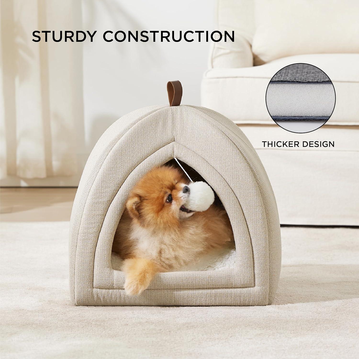 Cat Beds For Indoor Cats - 2 In 1 Cat Cave For Kittens And Small Pets, Foldable Cat House Tent With Removable Washable Cushioned Pillow, Cat Hideaway With Non-Slip Bottom