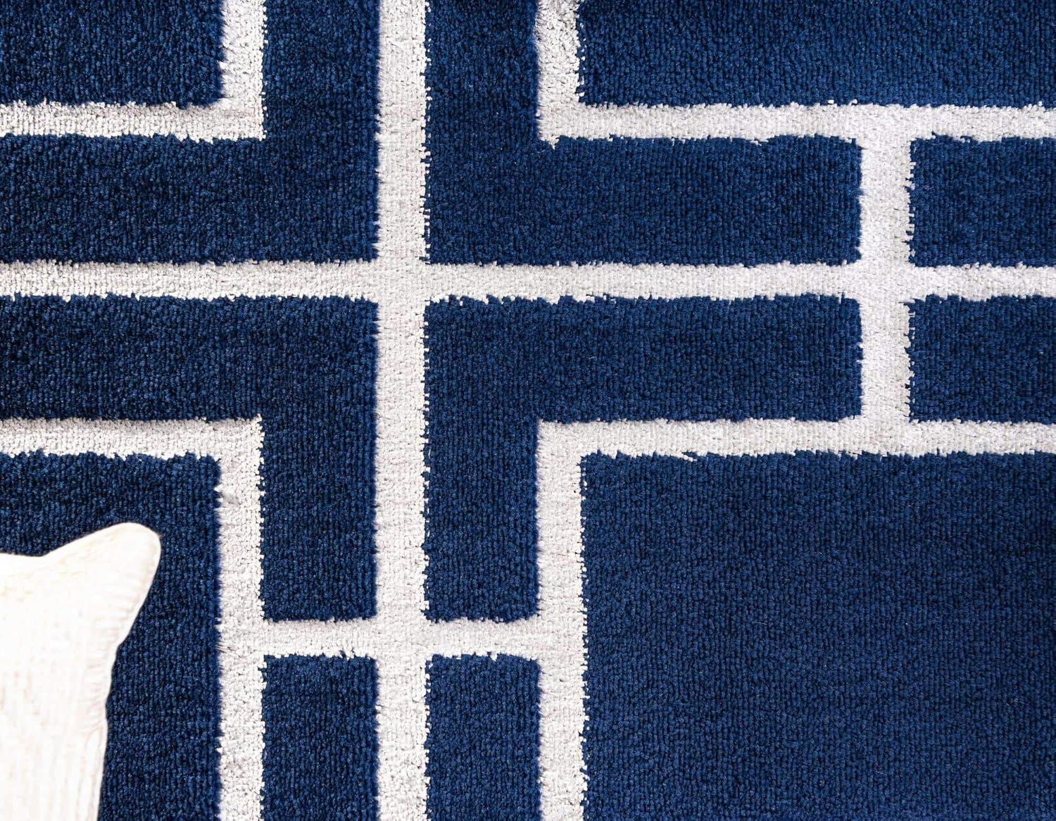 Glam Navy Blue Silver Area Rug