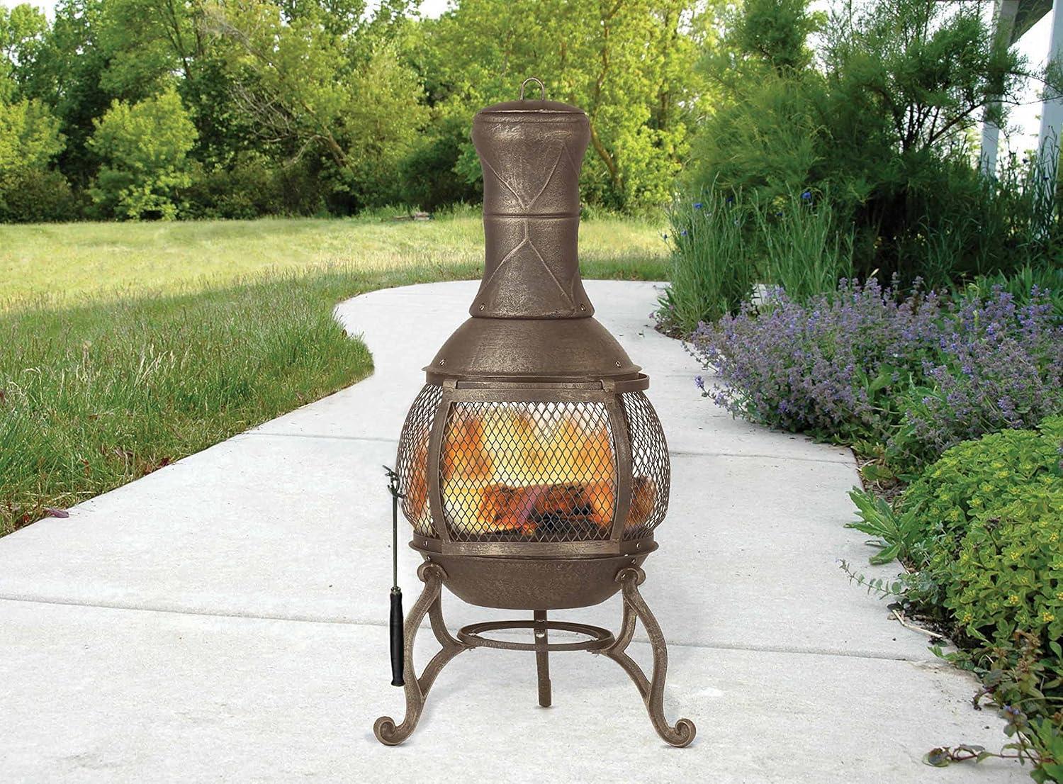 Deckmate Corona 3 Ft. High Outdoor Steel Fireplace w/Chimenea Construction