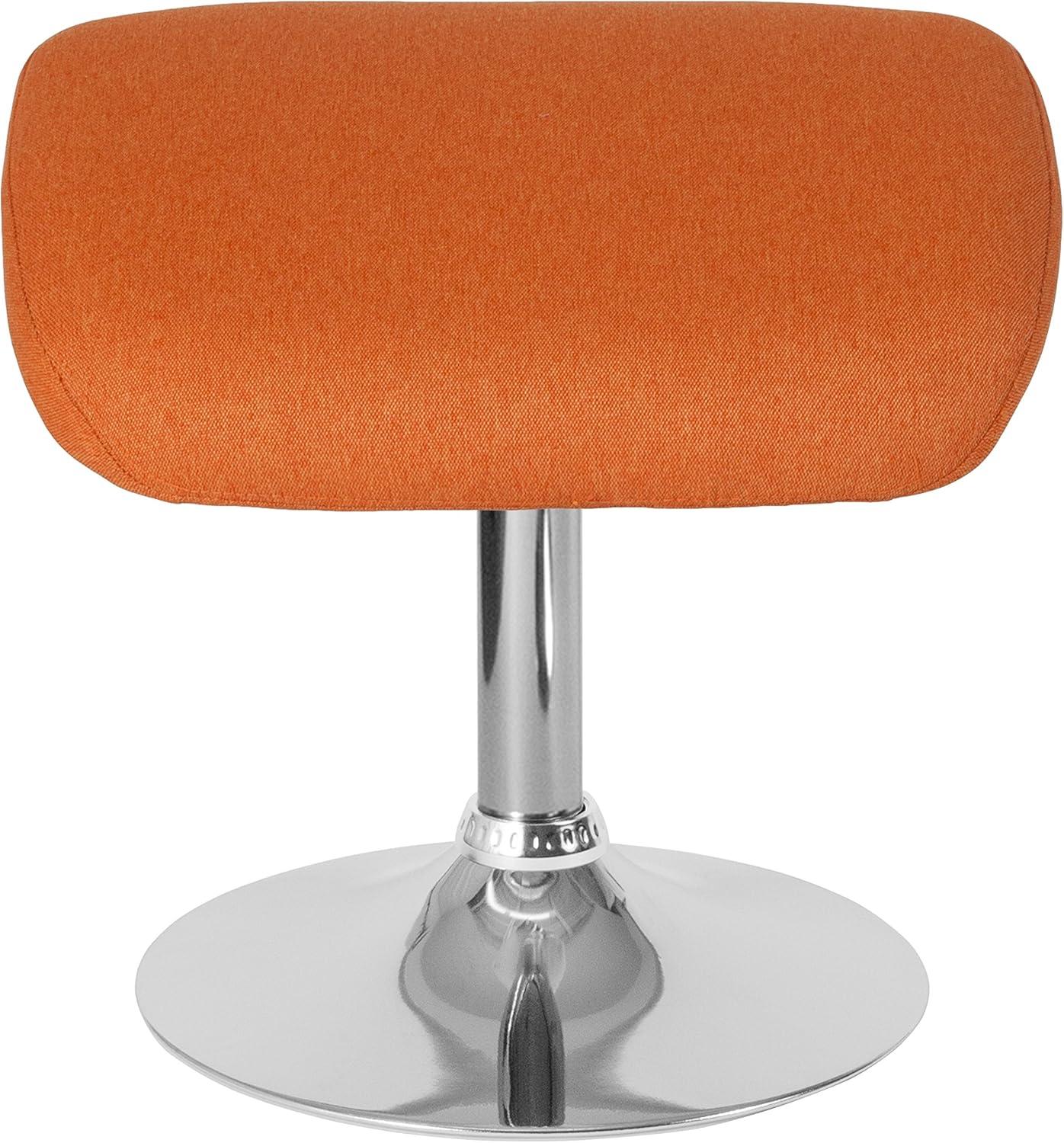 Egg Series Contemporary Orange Fabric Ottoman with Chrome Base