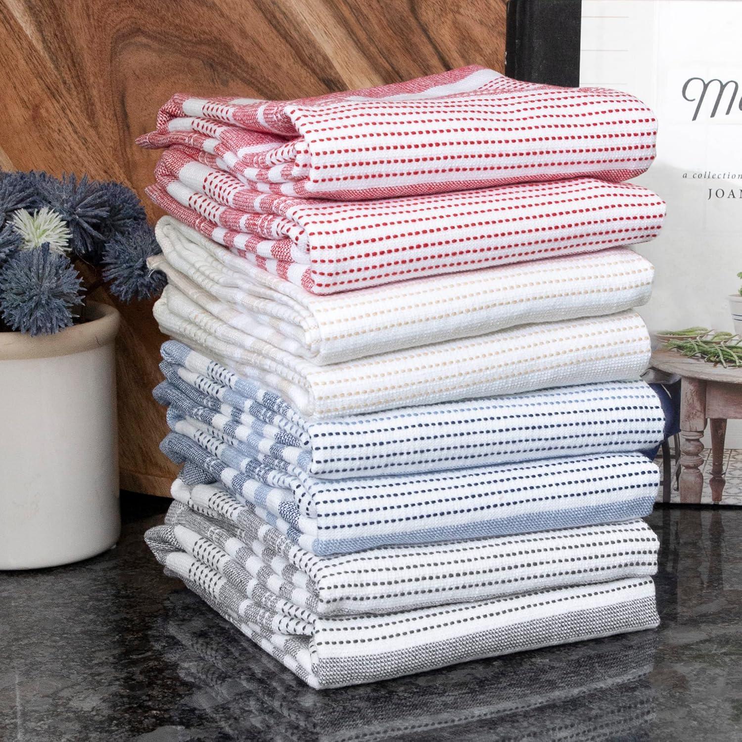 Graphite Dual Terry Stripe Cotton Kitchen Towel Set