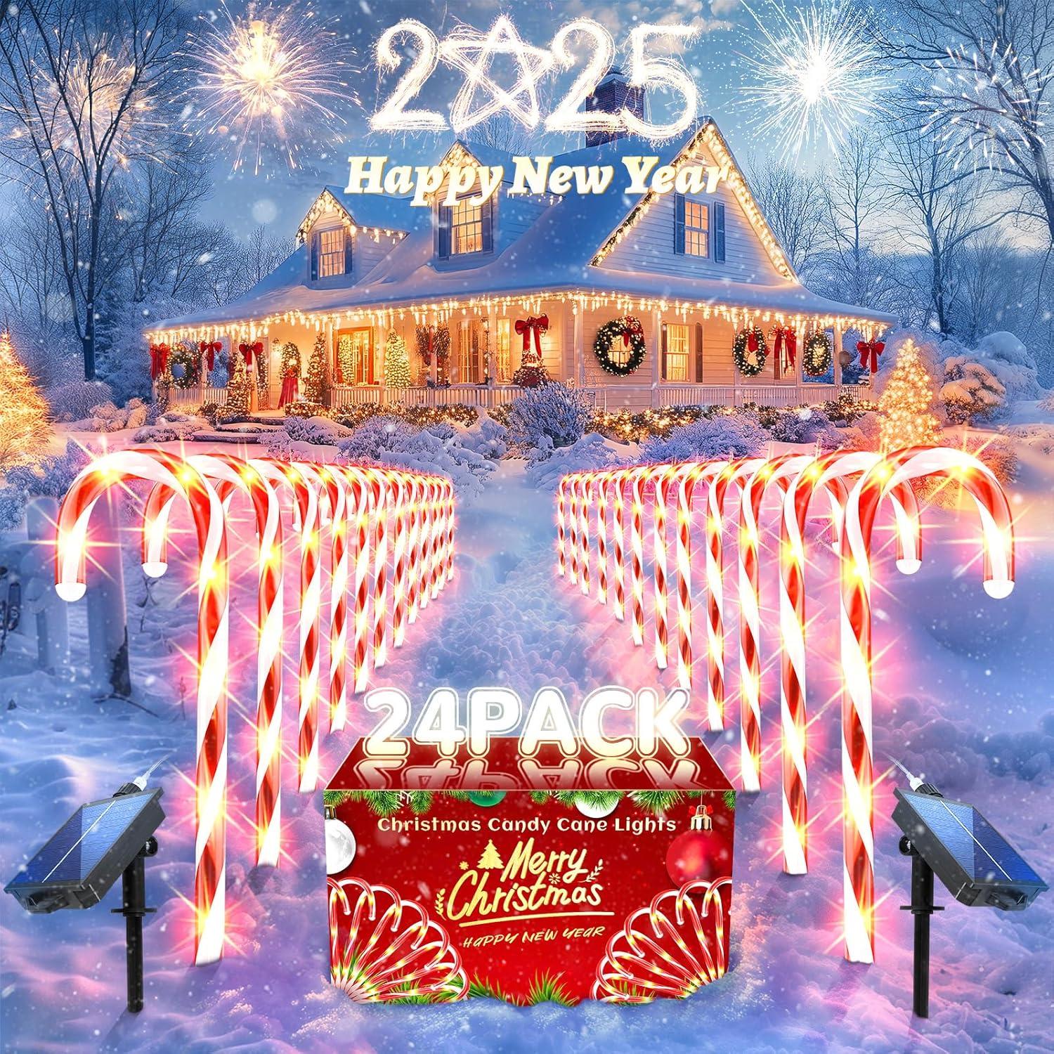 Red Solar LED Candy Cane Pathway Lights Multipack