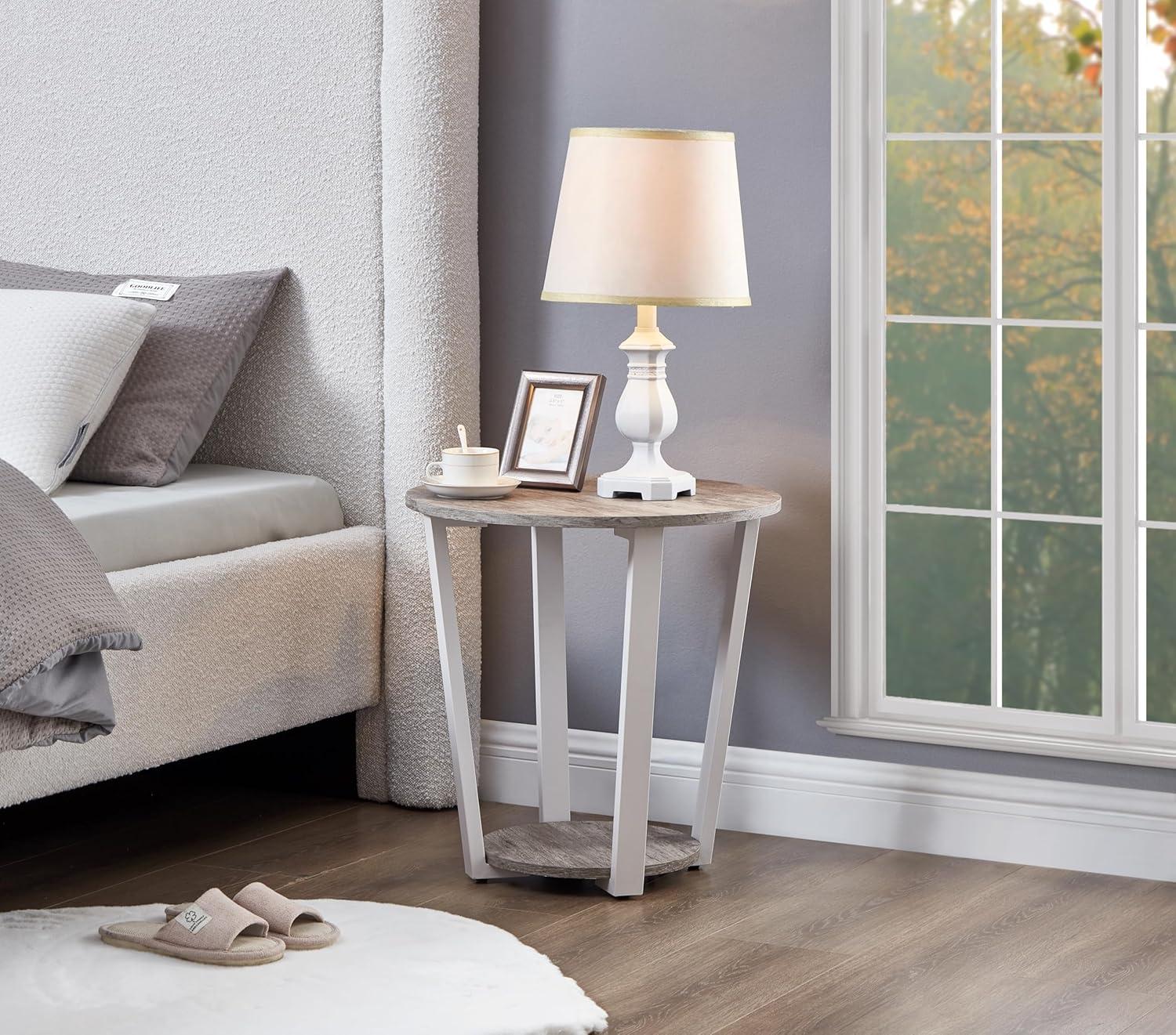 Home Decor Elysian Contemporary Round End Table With Shelf