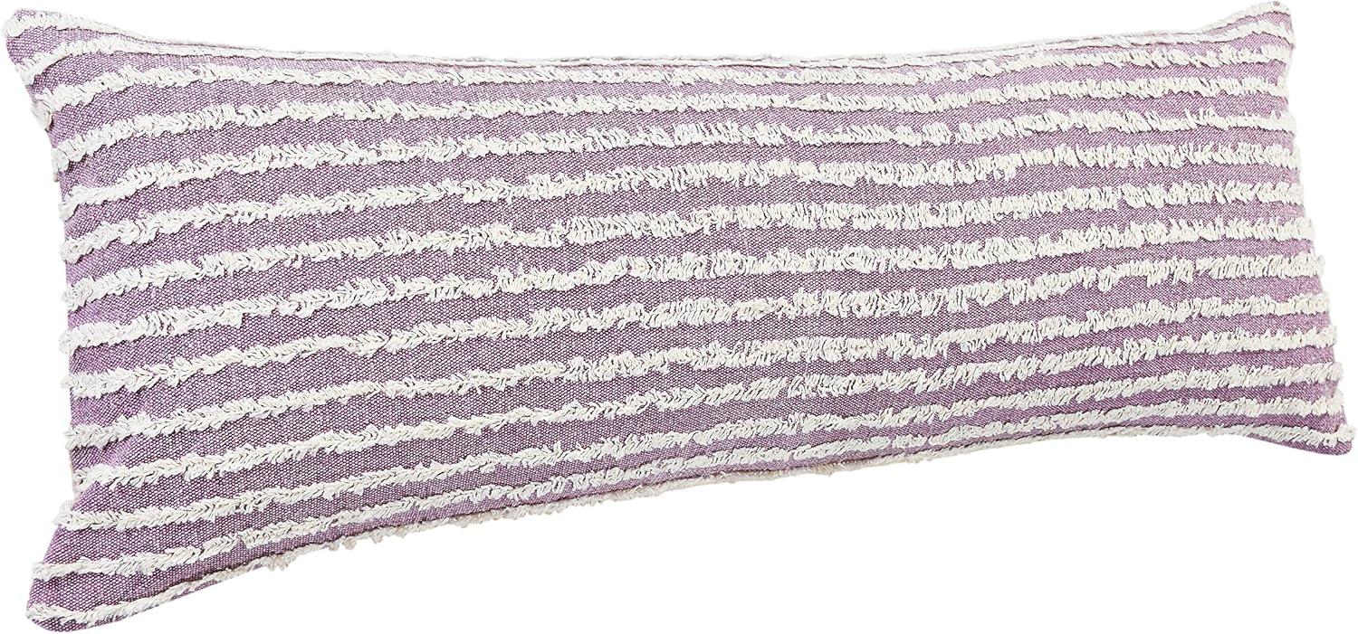 Ox Bay 14" x 36" Hand-stitched Purple/ White Stripe Organic Cotton Pillow Cover