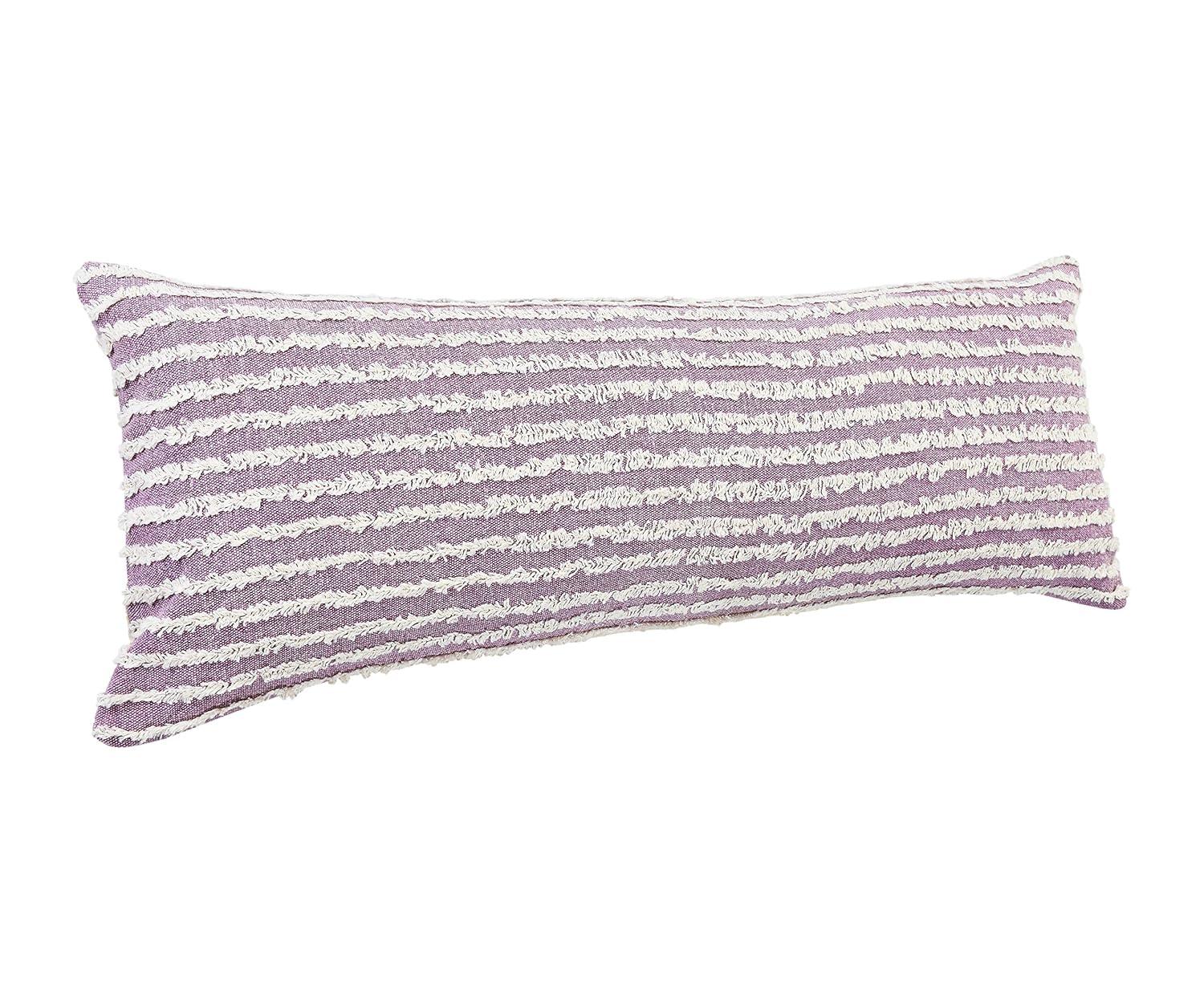 Ox Bay 14" x 36" Hand-stitched Purple/ White Stripe Organic Cotton Pillow Cover