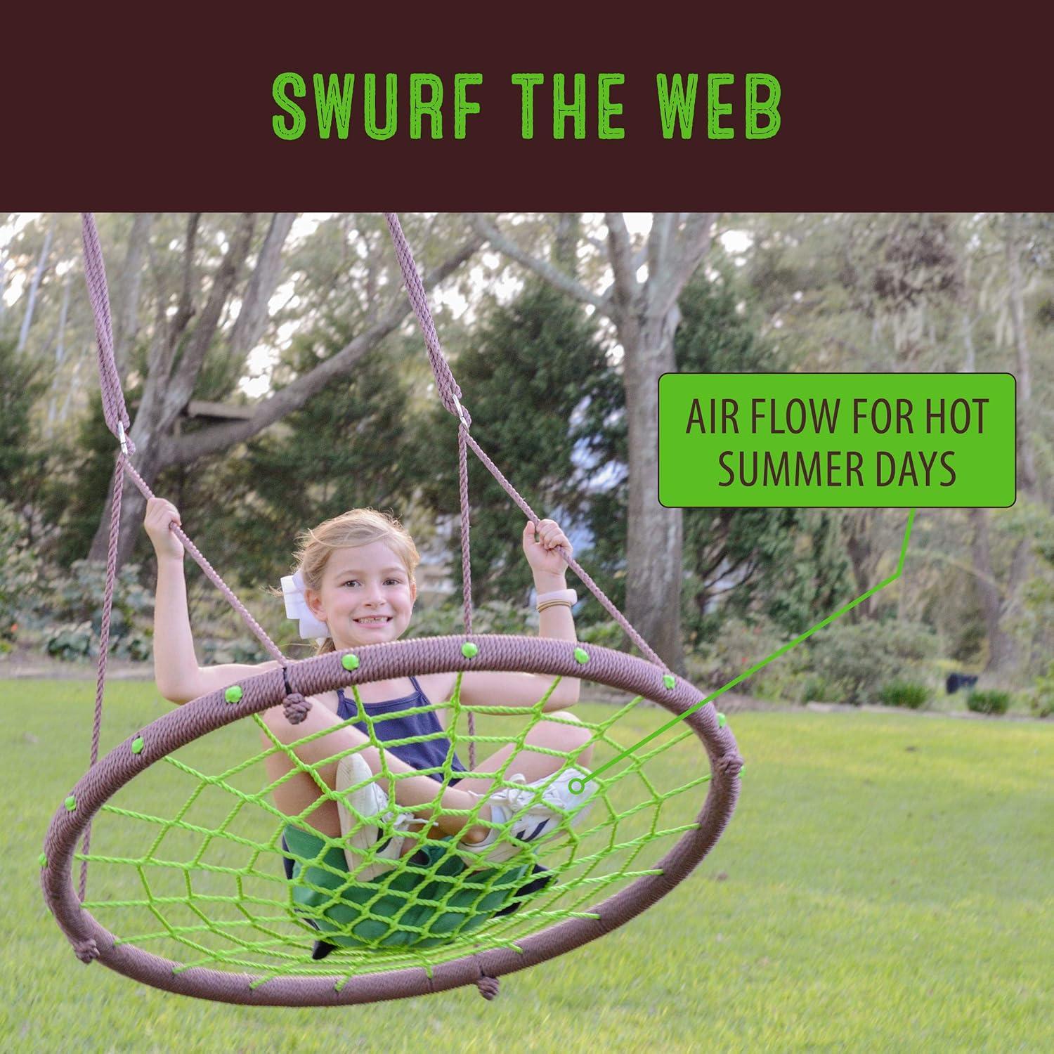 Green and Brown 40-Inch Rope Web Swing