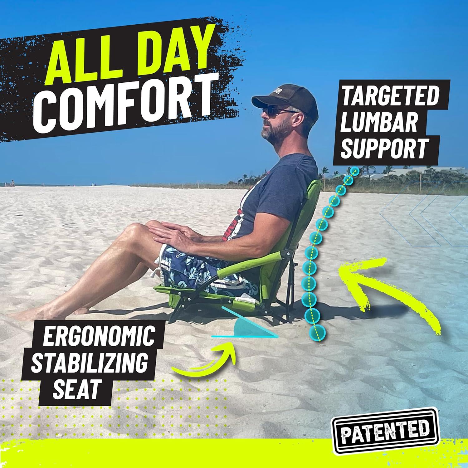 STRONGBACK Low Gravity Beach Chair with Lumbar Back Support, Folding Camo