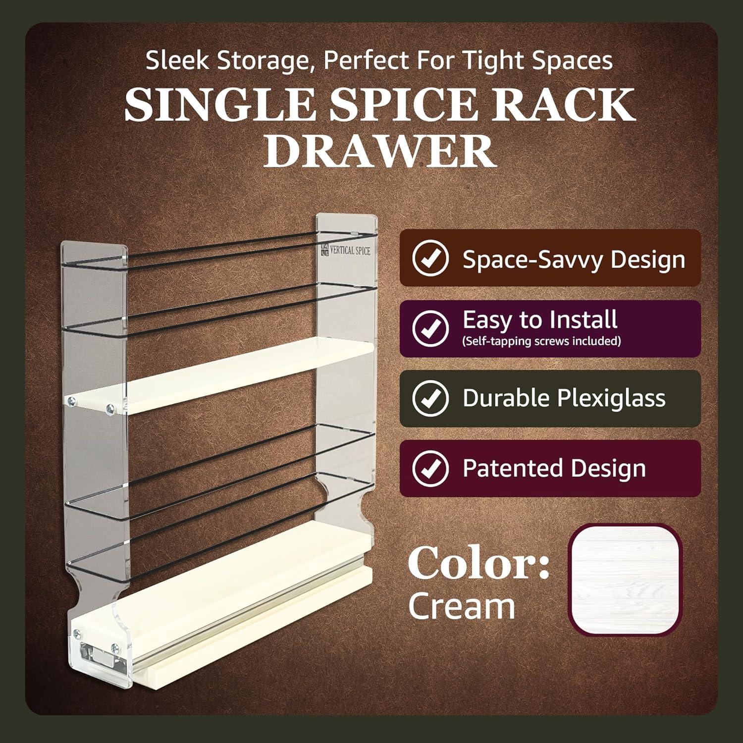 10 Capacity 2.1" Wide Drawer 2 Tier Spice Rack with Flex-Sides Best Fit in 12" High Space