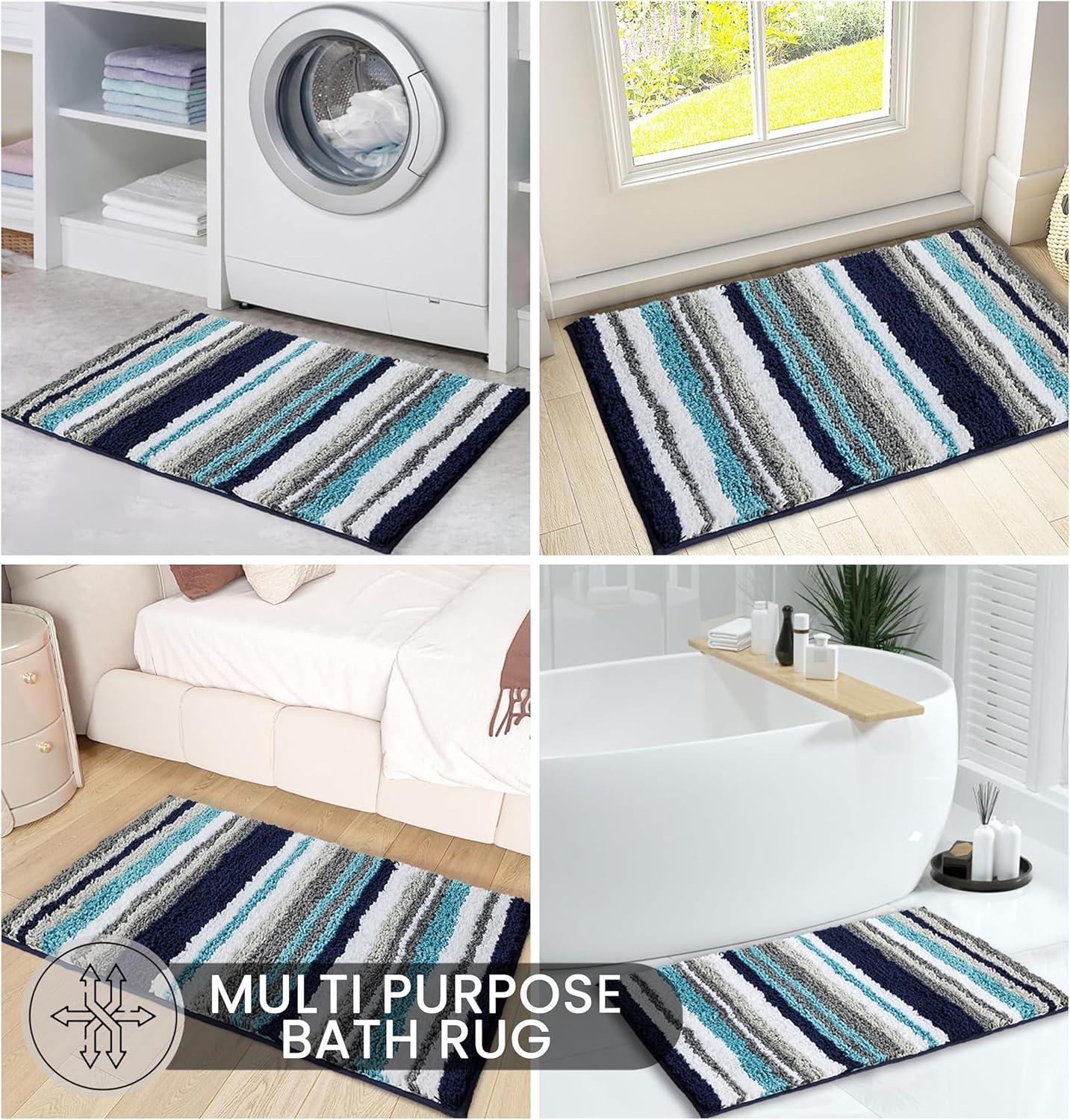 Better Trends Griffie 100% Polyester TPR Backing Tufted Bath Rug 24" x 36" Rectangle - Blue