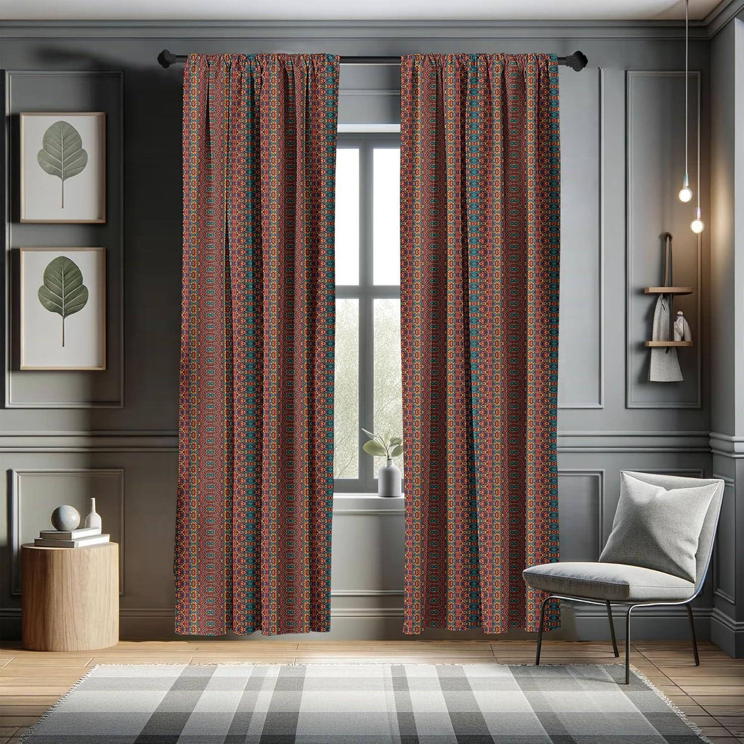 African Semi-Sheer Rod Pocket Curtain Panels (Set of 2)