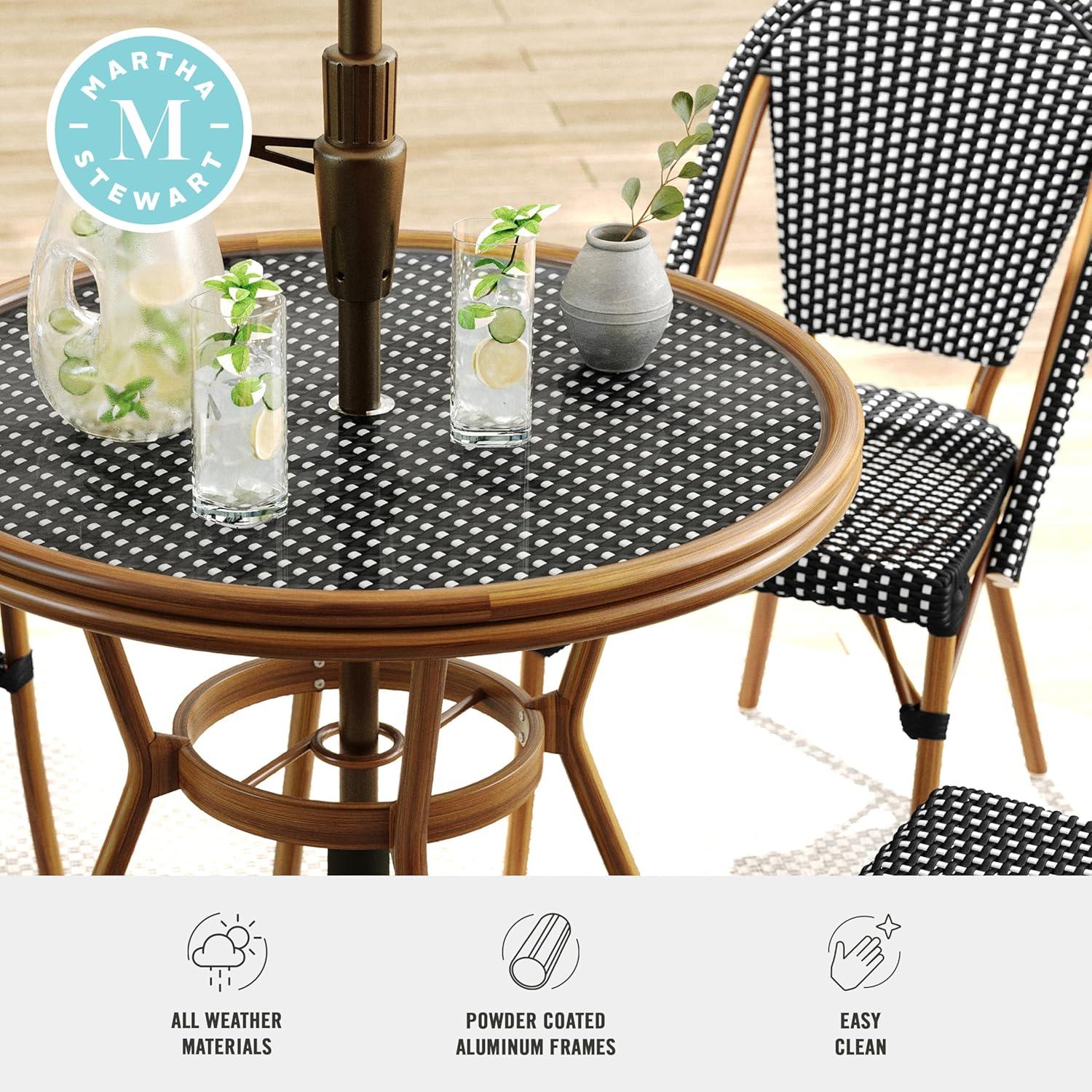 Martha Stewart Martha Stewart Lily Pond All Weather Woven Bistro Table And Chairs Set With Aluminum Frames