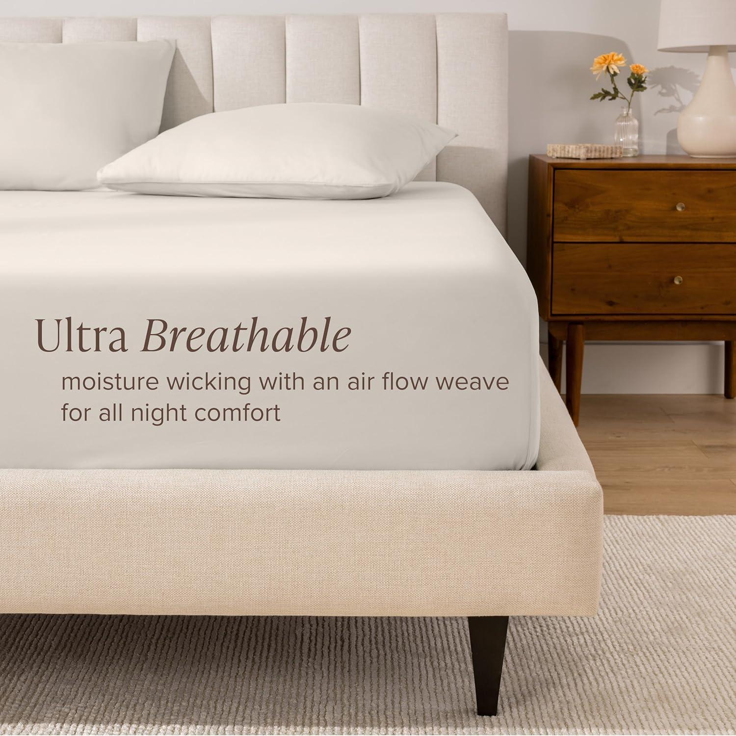 Bare Home 300 Thread Count Organic Cotton Percale Fitted Sheet