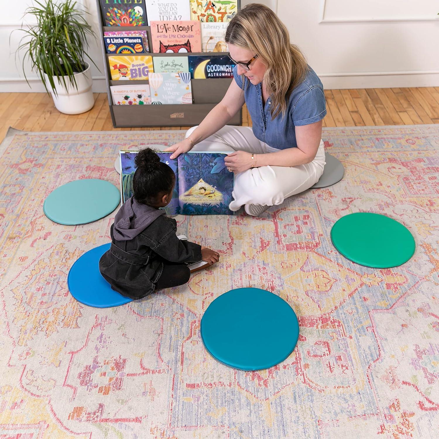 ECR4Kids SoftZone Colorful Floor Pads, Round, Flexible Seating, 6-Piece