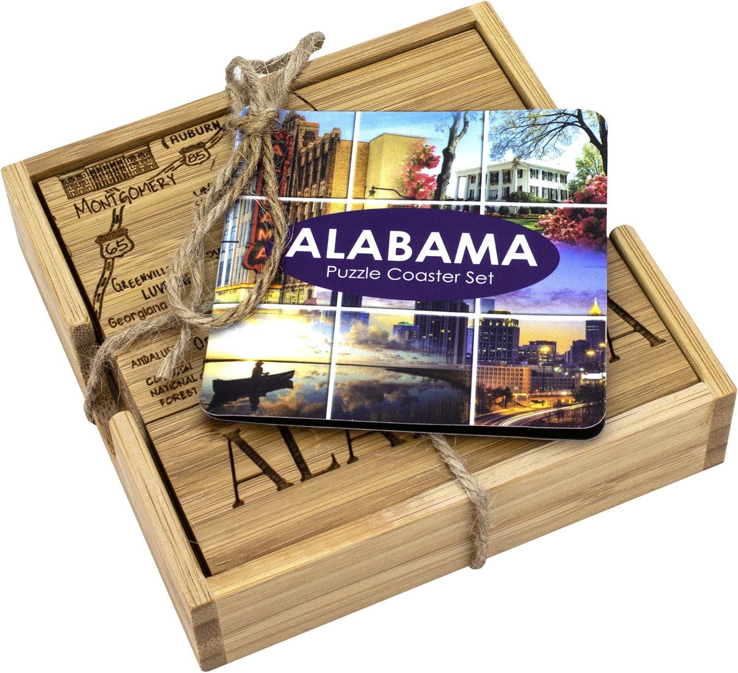 Georgia State Bamboo Puzzle Coaster Set with Case