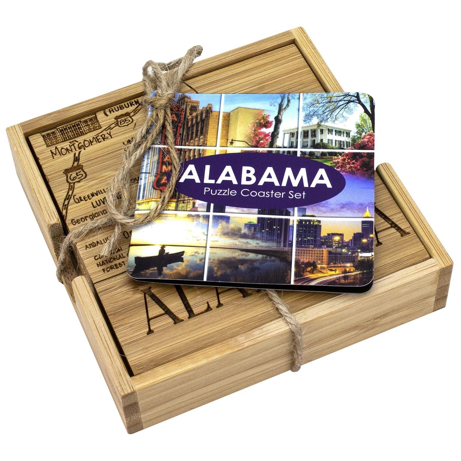 Georgia State Bamboo Puzzle Coaster Set with Case