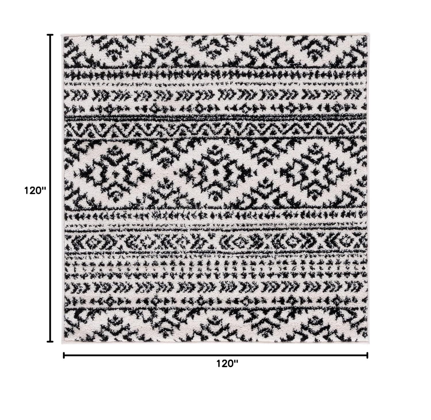 SAFAVIEH Tulum Lakisha Distressed Southwestern Area Rug, 10' x 10' Square, Ivory/Black