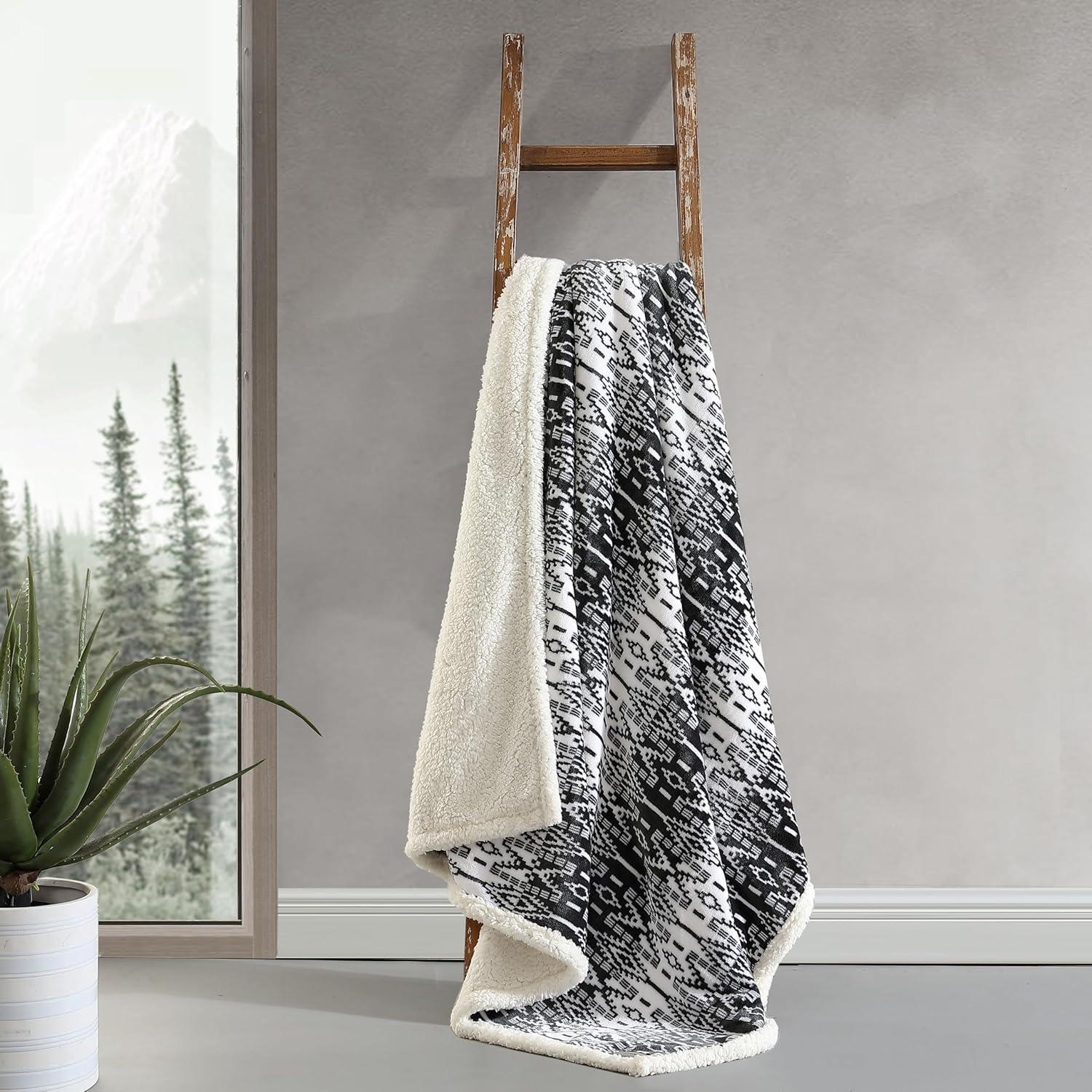 Eddie Bauer Printed Plush Fleece/Sherpa Throw Blankets