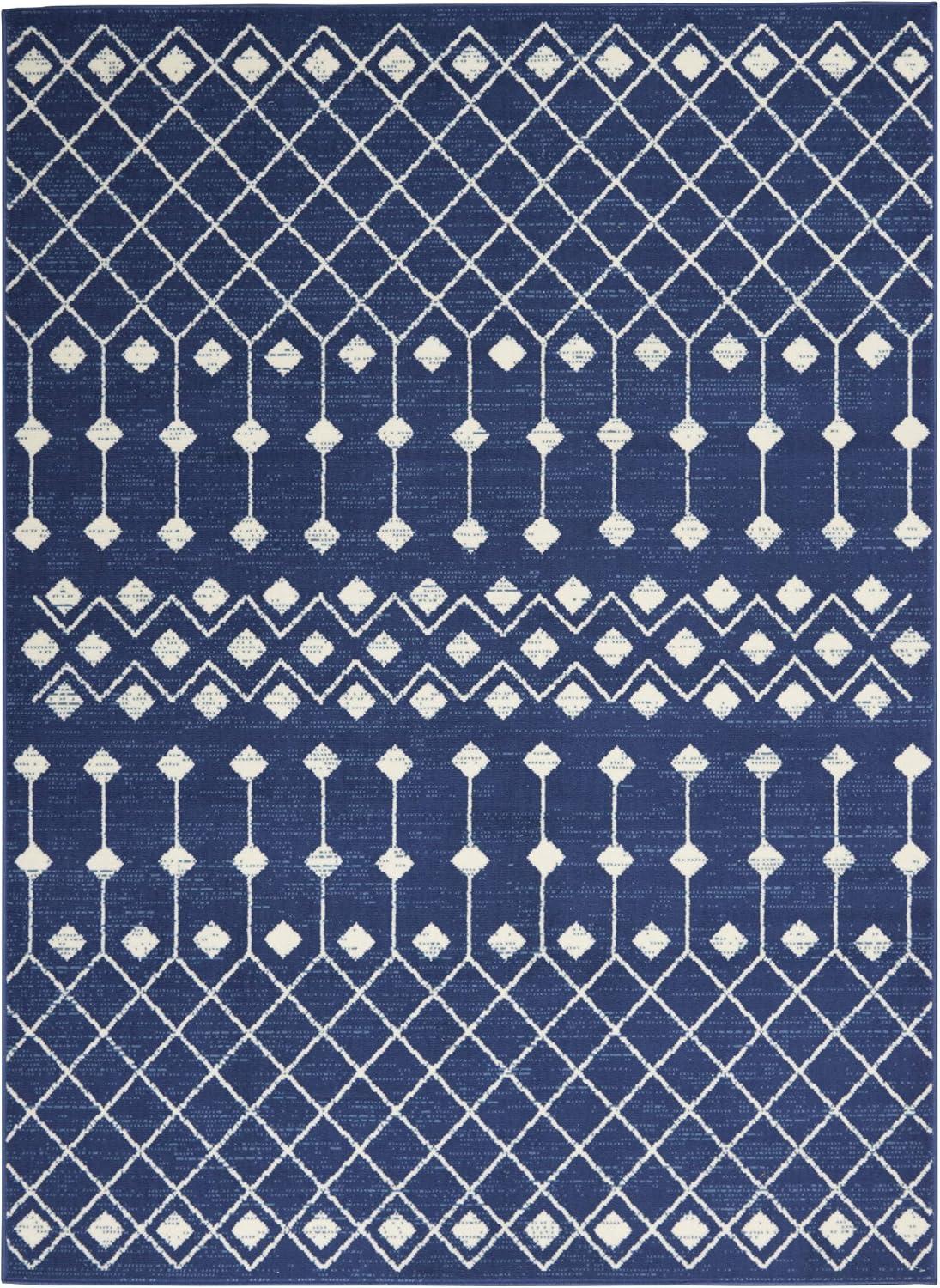 Nourison Grafix GRF37 Navy/White Indoor Area Rug - 5'3 x 7'3