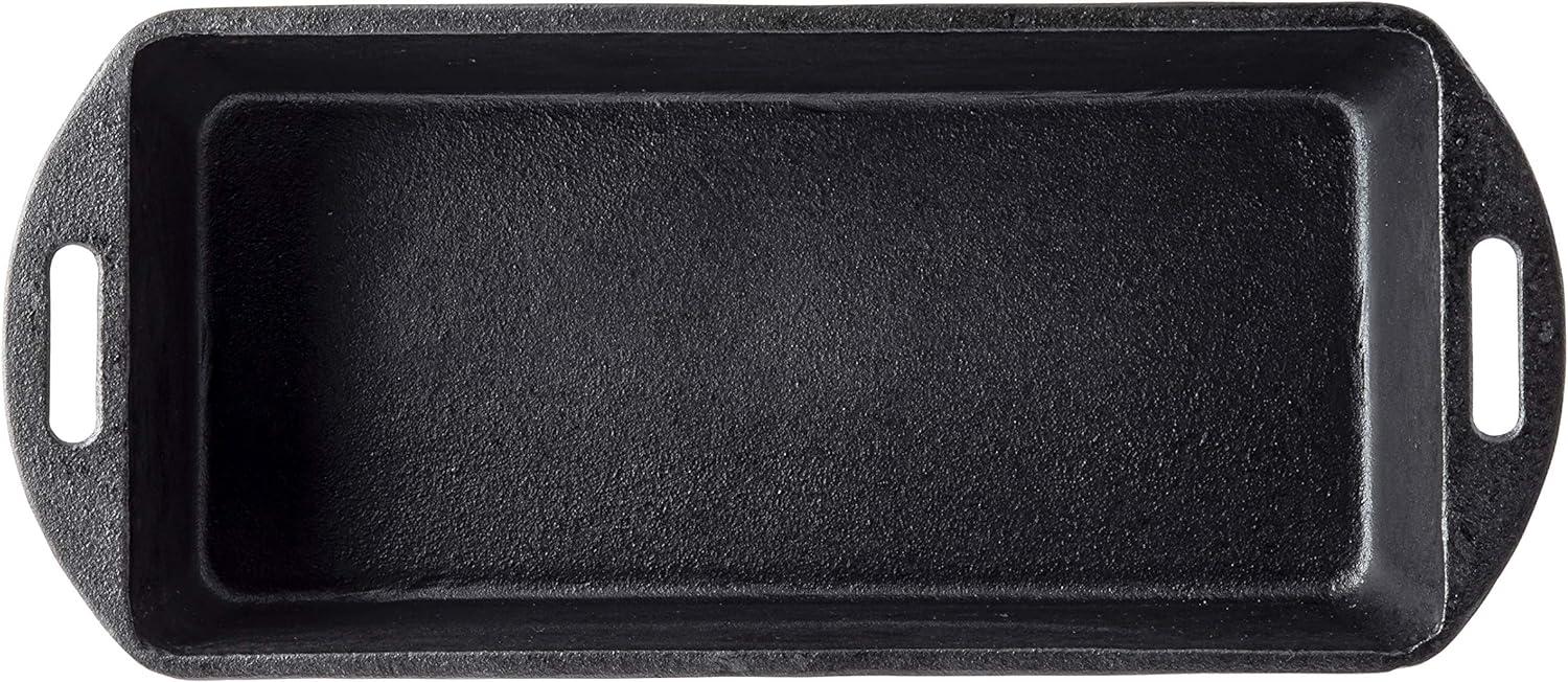 Rectangular Black Cast Iron Loaf Pan with Handles