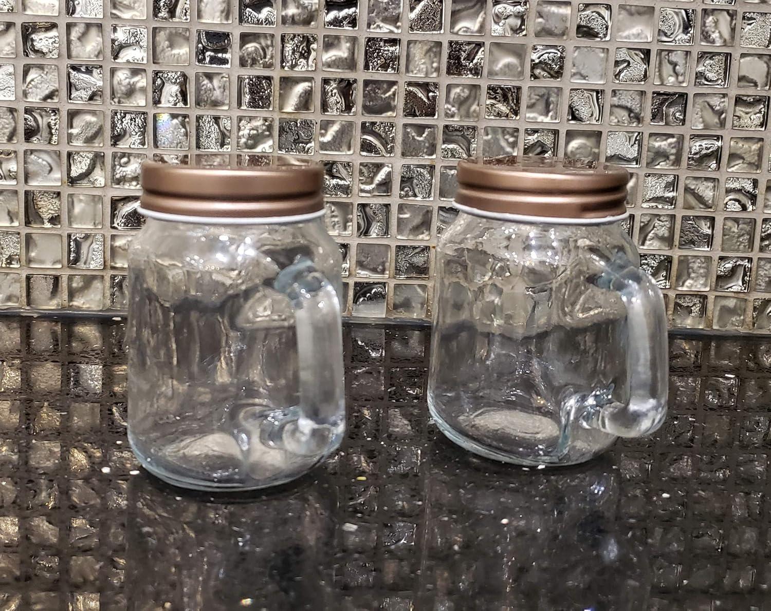 Vintage Mason Jar Glass Salt and Pepper Shaker Set with Stainless Steel Lids