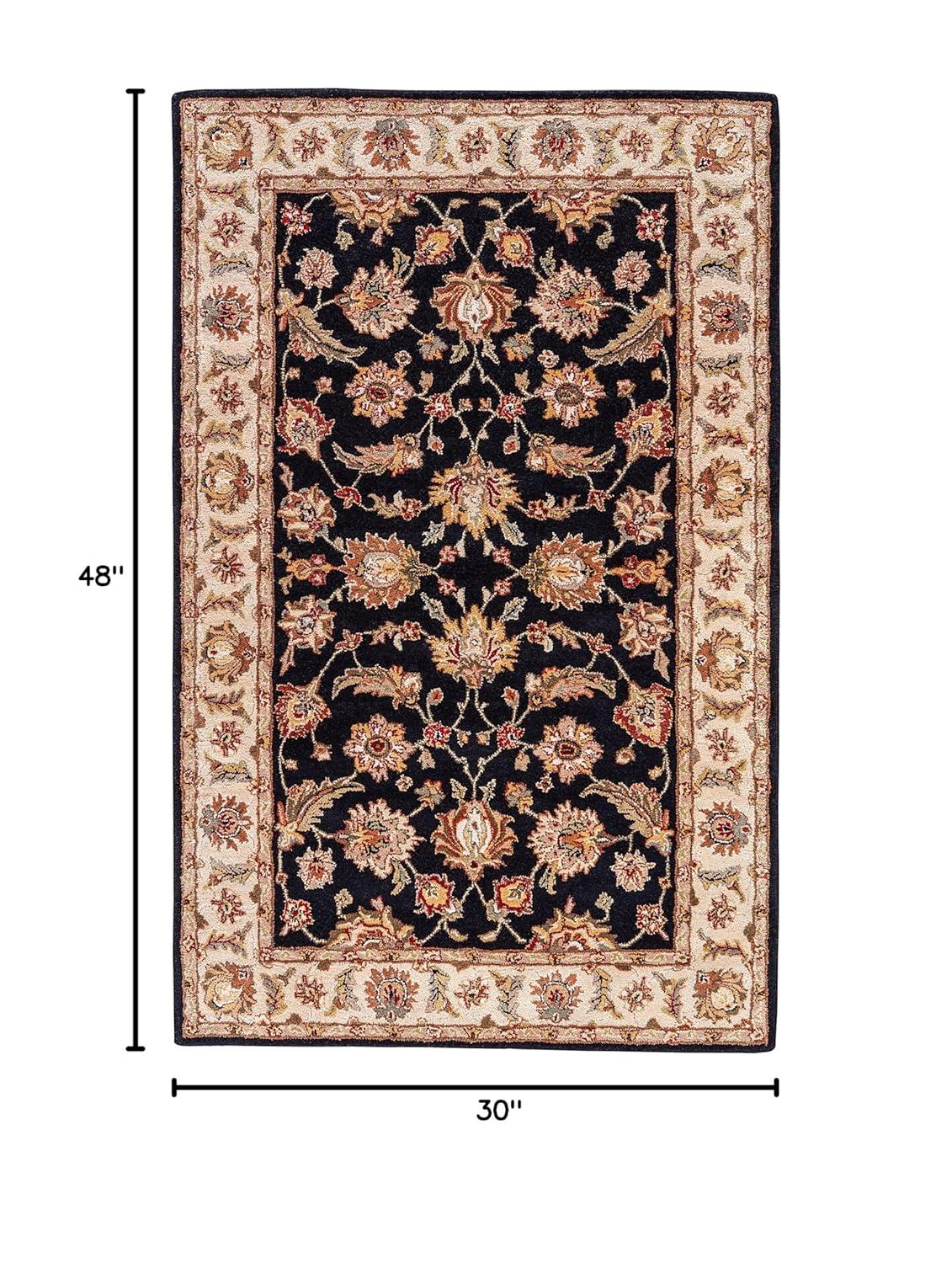 Selene Black and Beige Hand-Tufted Wool Rug 2'6" x 4'