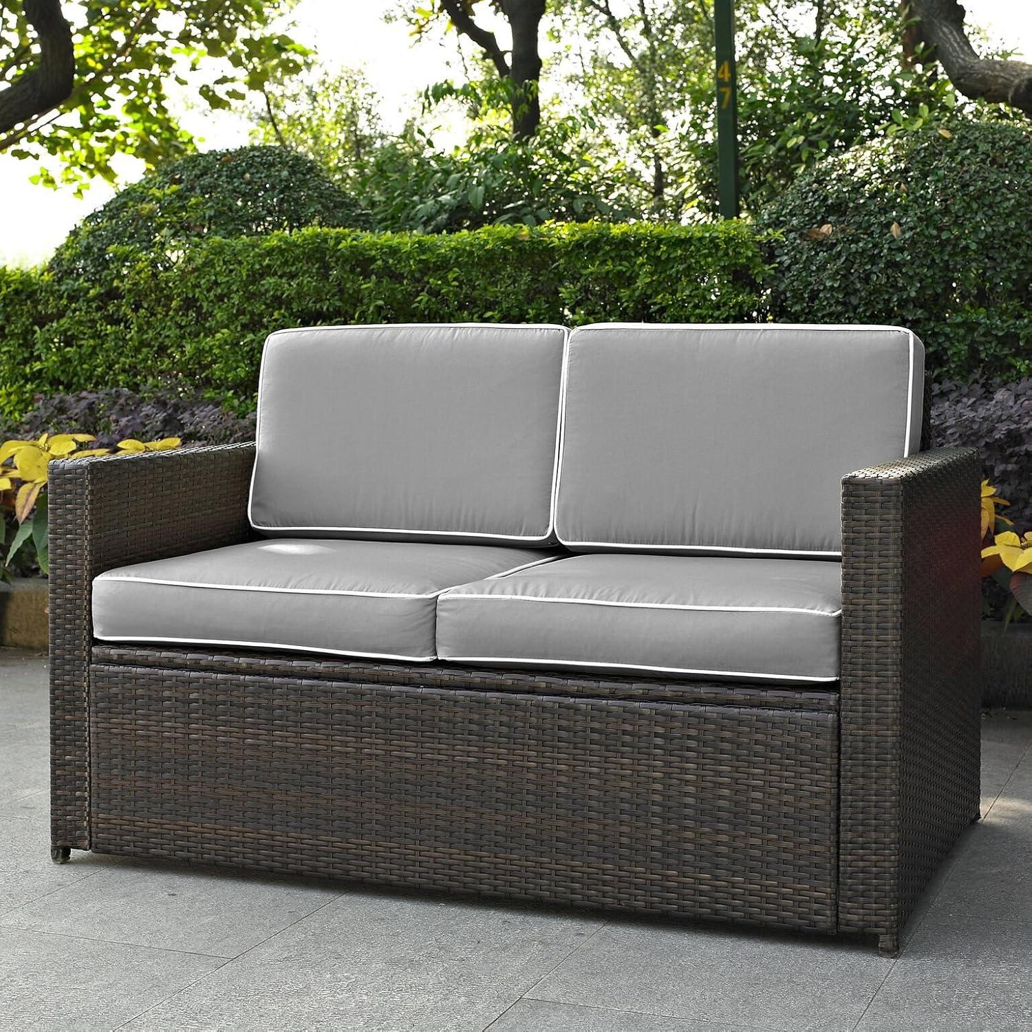 Palm Harbor 2pc Outdoor Wicker Seating Set with Gray Cushions - Two Outdoor Wicker Chairs - Crosley