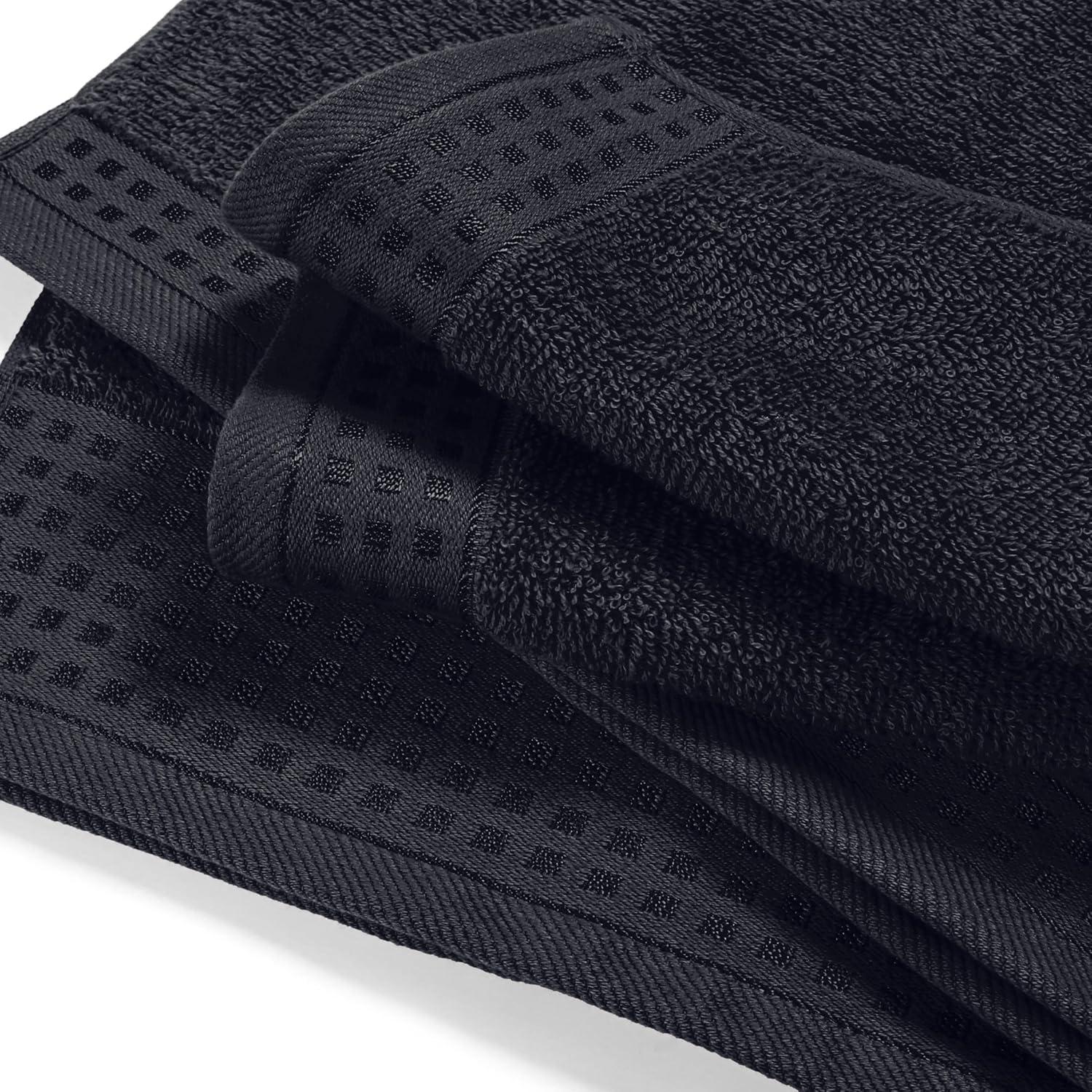 GLAMBURG Premium Cotton 4 Pack Bath Towel Set - 100% Pure Cotton - 4 Bath Towels 27x54 - Ideal for Everyday use - Ultra Soft & Highly Absorbent - Black