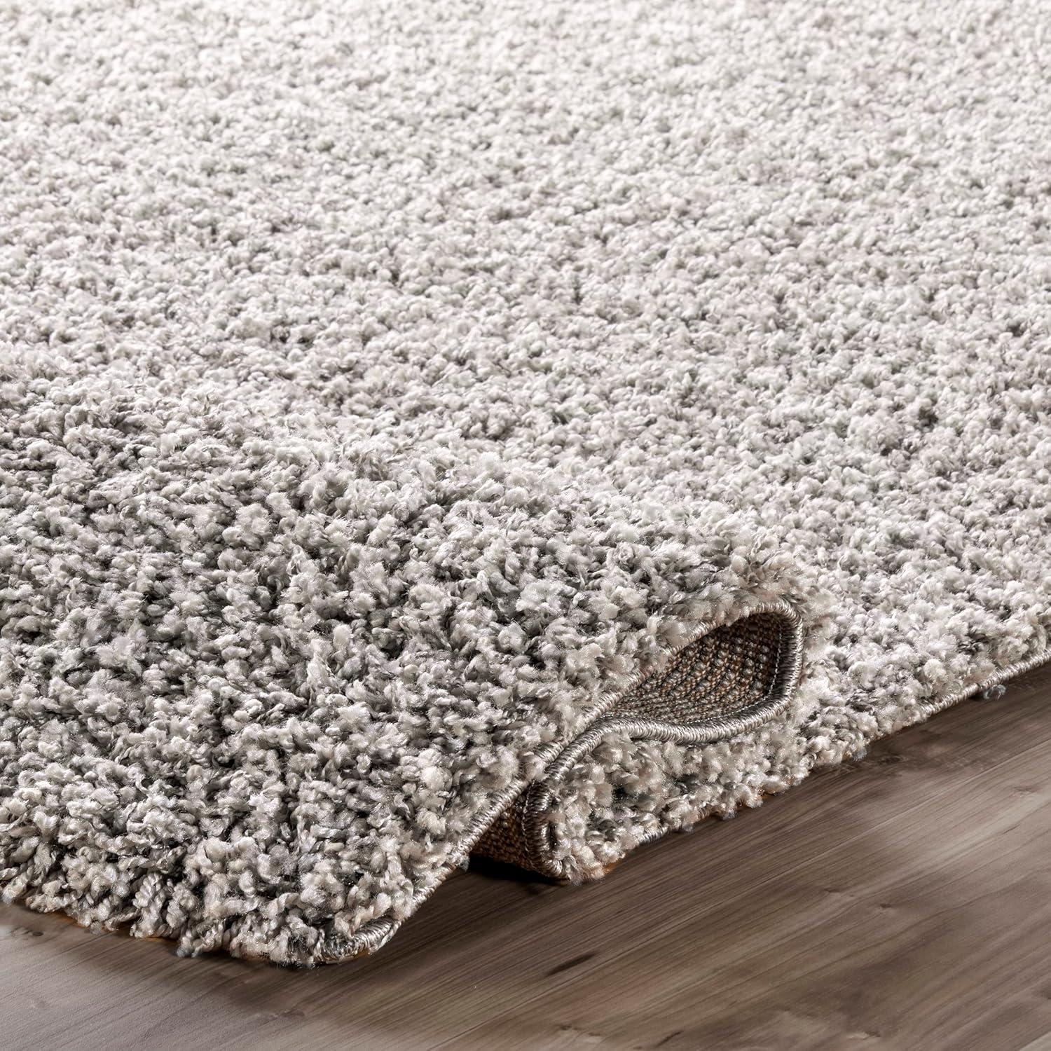 Luxurious Silver Shag 20' Runner Rug with Easy Care Synthetic Pile