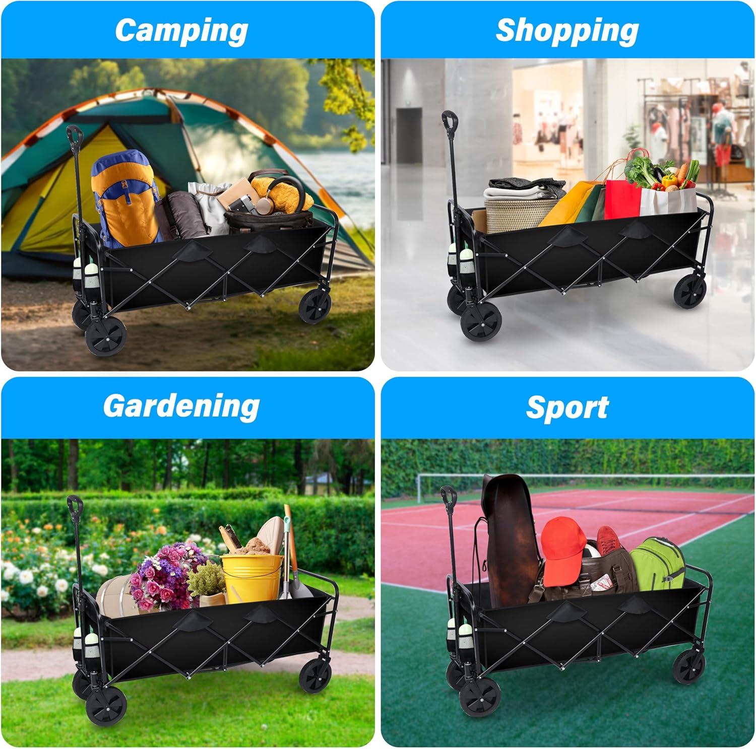 YSSOA 330LBS Folding Outdoor Garden Cart Wagon Camping Cart