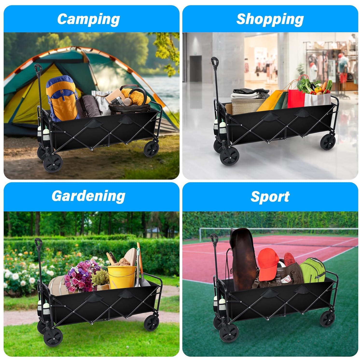 YSSOA 330LBS Folding Outdoor Garden Cart Wagon Camping Cart