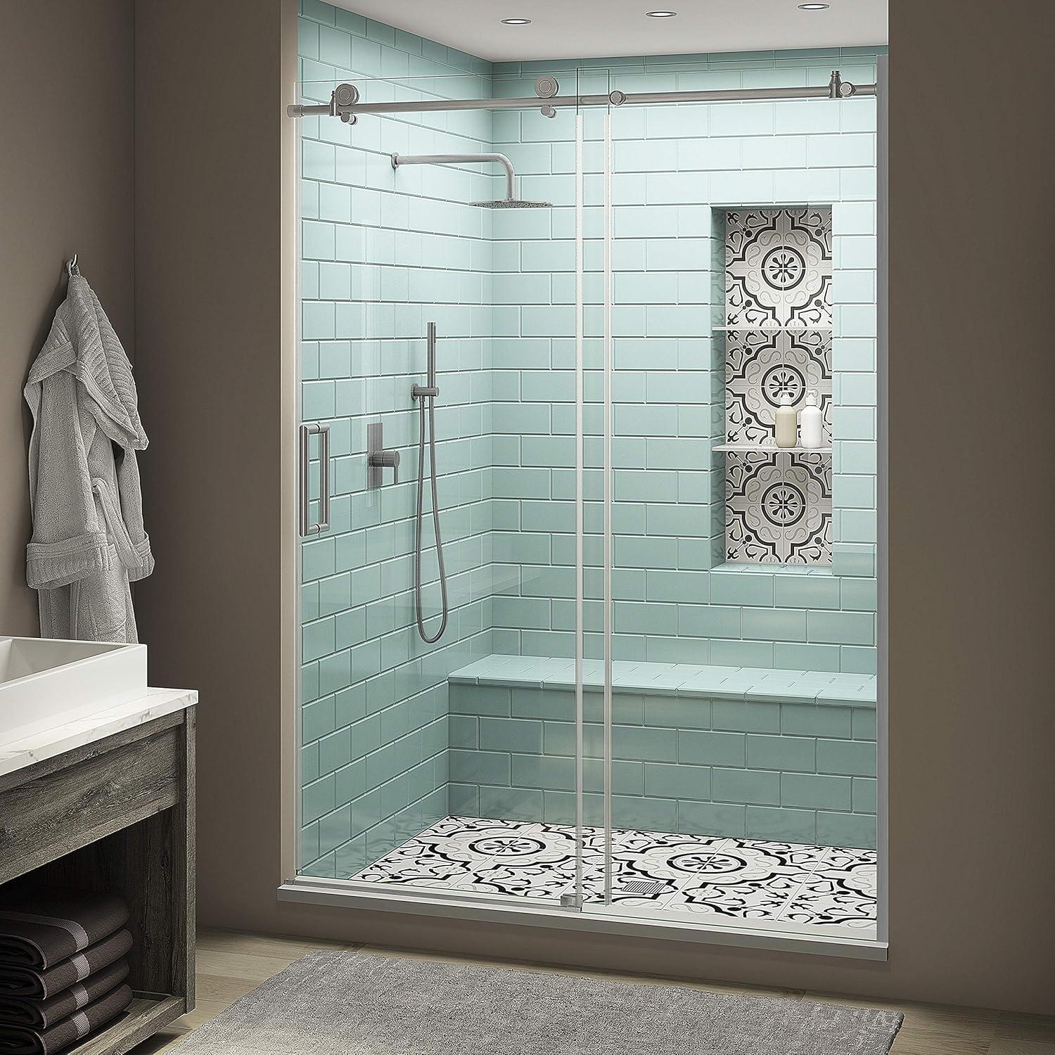 Coraline XL 56" W x 80" H Single Sliding Frameless Shower Door