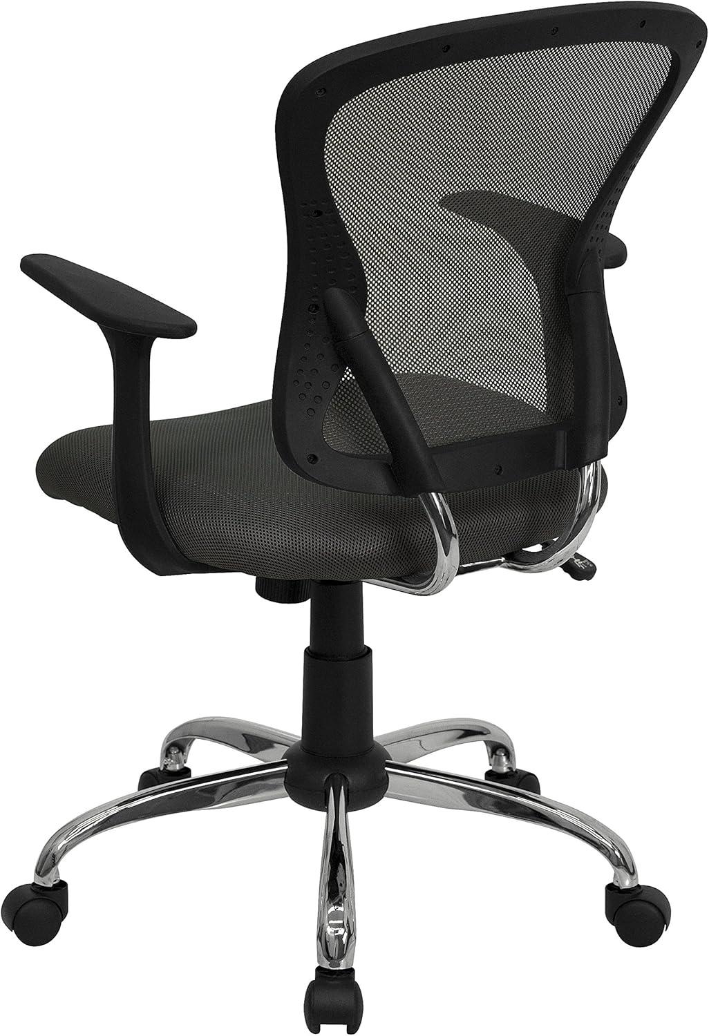 Modern Dark Gray Mesh Swivel Task Chair with Chrome Base