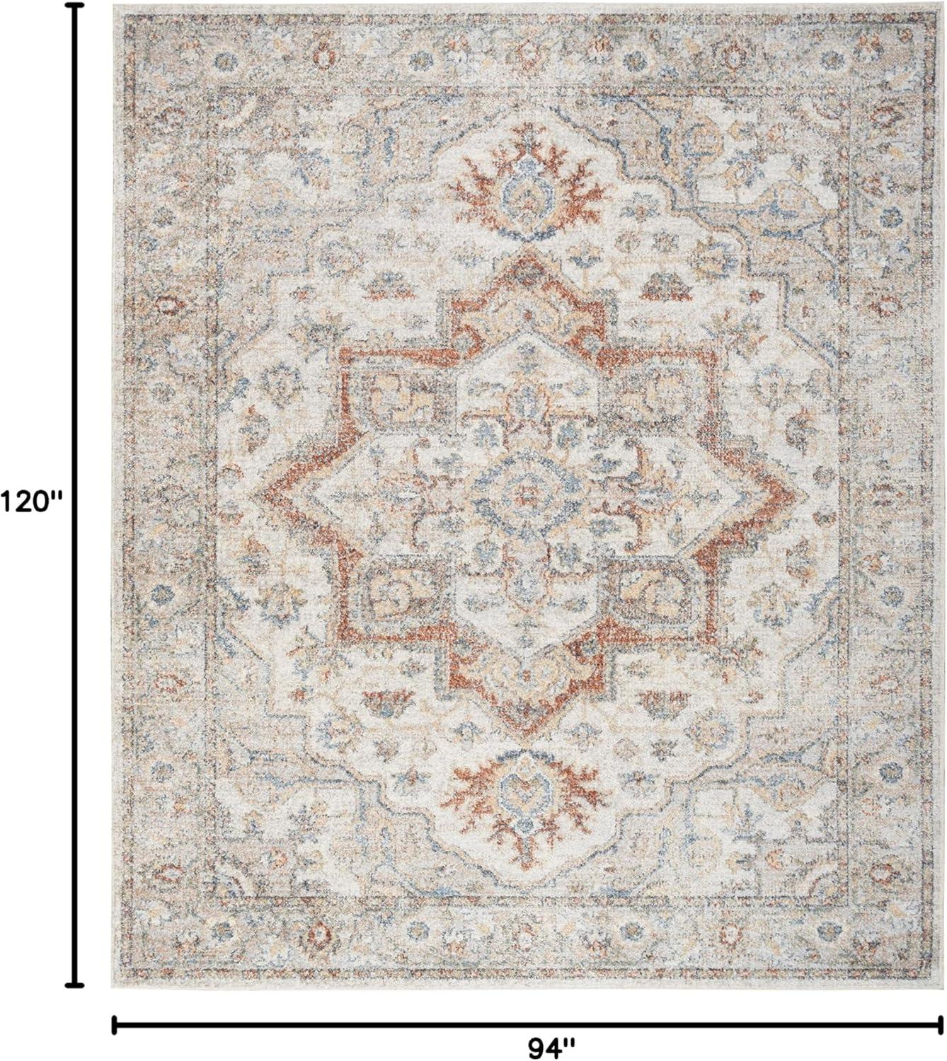 Nourison Astra Machine Washable Vintage Medallion Indoor Rug Grey/Multi 7'10" x 10'